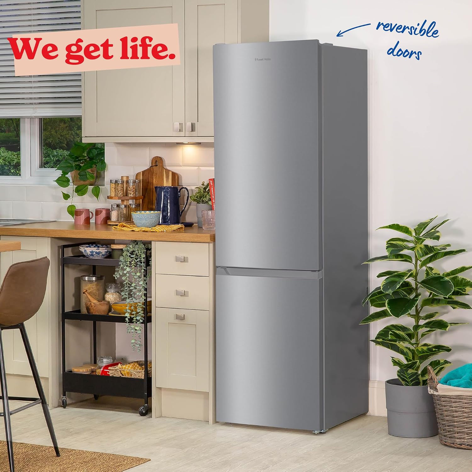 Russell Hobbs Freestanding Fridge Freezer Frost Free in Stainless Steel 186x60cm Total No Frost 60/40, 210L Fridge Space, 83L 4 Star Freezer, Adjustable Thermostat, 2 Year Guarantee RH186FFFF60SS - Image 8