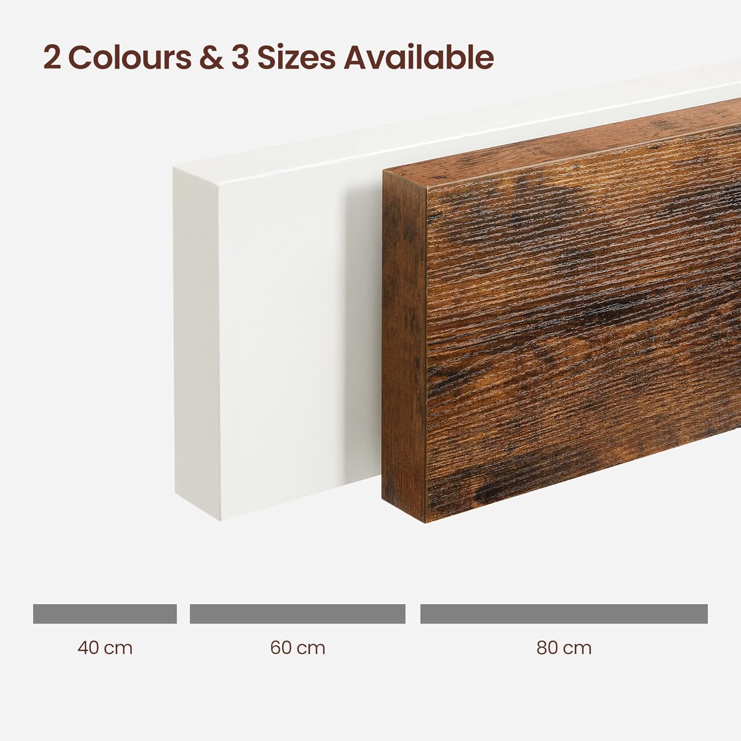 VASAGLE Wall Shelf, Floating Shelf, Hanging Shelf, for Books, Photos, Decoration, 80 x 20 x 3.8 cm, MDF for Living Room, Kitchen, Entrance, Bedroom, Bathroom, Rustic Brown LWS28BX - Image 7