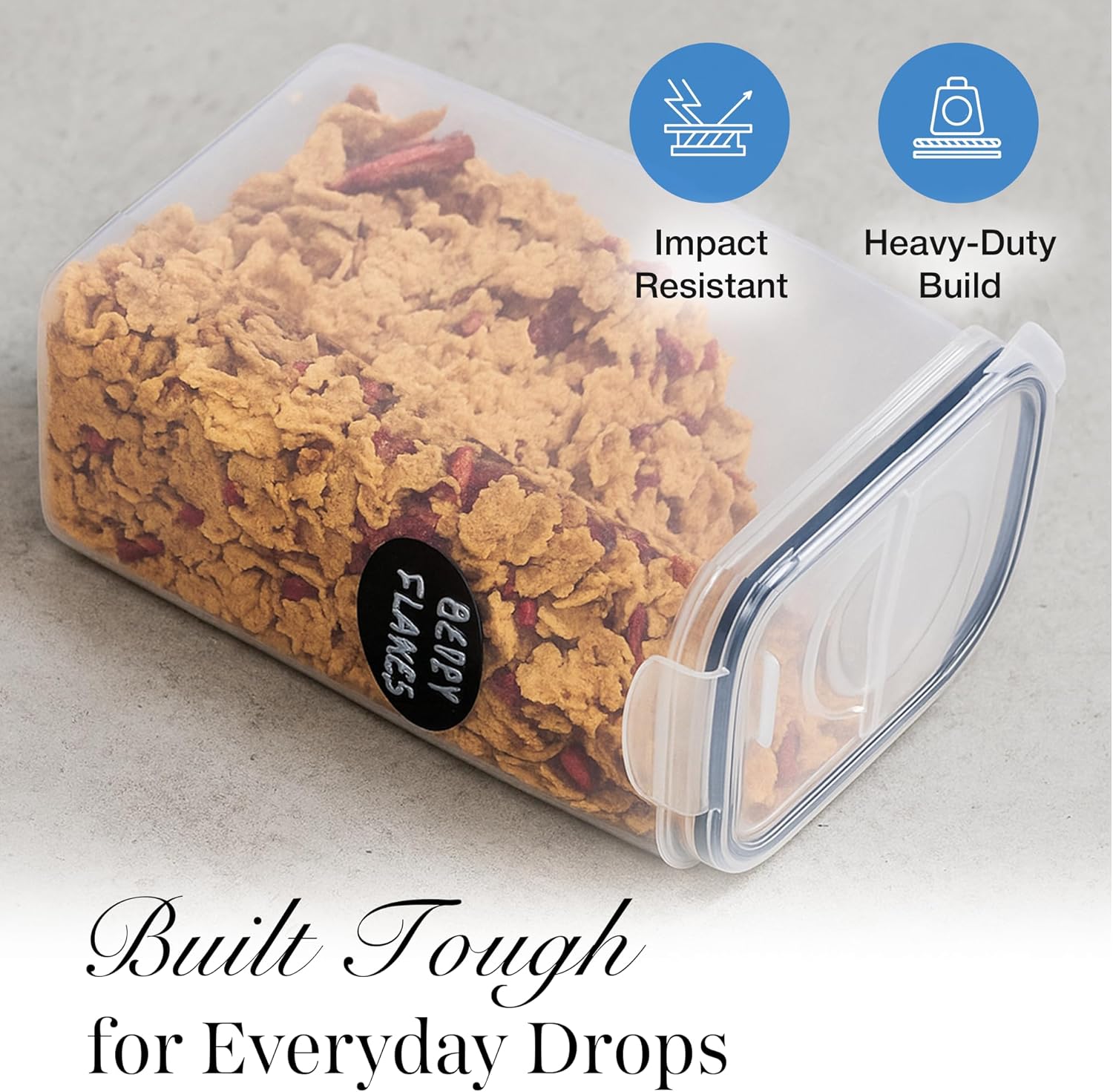 nuovva Cereal Storage Containers – 3Pcs Set Plastic Food Storage Containers – Practical Cereal Dispenser – Food Grade and BPA Free – Durable and Easy to Use – Ideal for Cornflakes, Flour Storage - Image 6