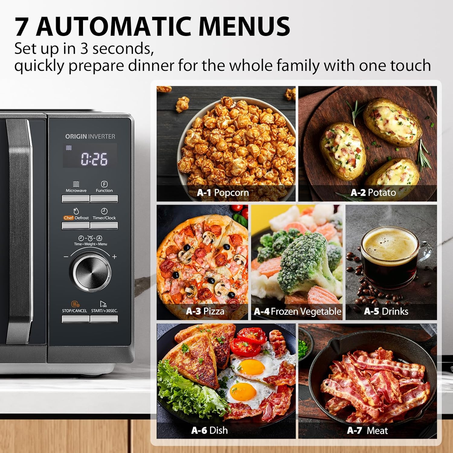 Toshiba 25L 3-in-1 900W Microwave Oven in a Stunning Sleek Morandi Grey Colour, With Origin Inverter, Chef Defrost, Microwave, Grill, Combi, 10 Power Levels, 7 Auto Menus, Easy Clean, MW3-AG25PFI(MG) - Image 5