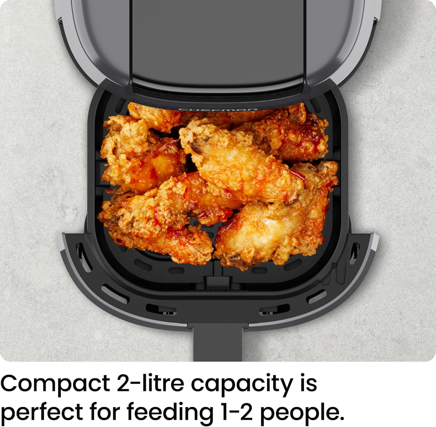 Chefman 2L Mini Air Fryer – Digital Space-Saving Compact Air Fryer with Nonstick and Dishwasher Safe Basket, Quick & Easy Meals in Minutes, Features Digital Timer and Shake Reminder – Grey - Image 4