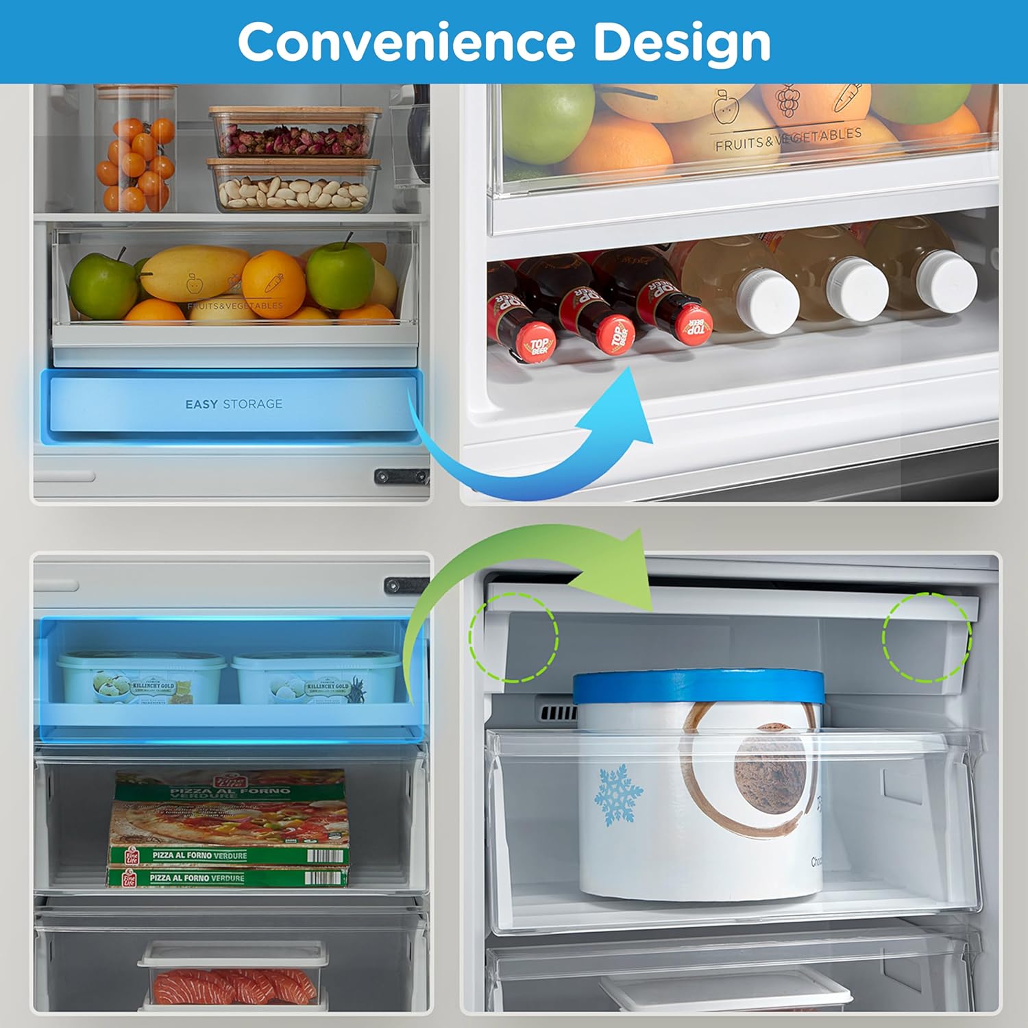 Midea MDRB379FGD02 273L 60/40 Freestanding Fridge Freezer, 173L Fridge, 100L Freezer, Frost Free, Fast Cool & Fast Freeze Mode, 54.7W x 63.2D x 180H cm, Stainless Steel - Image 5