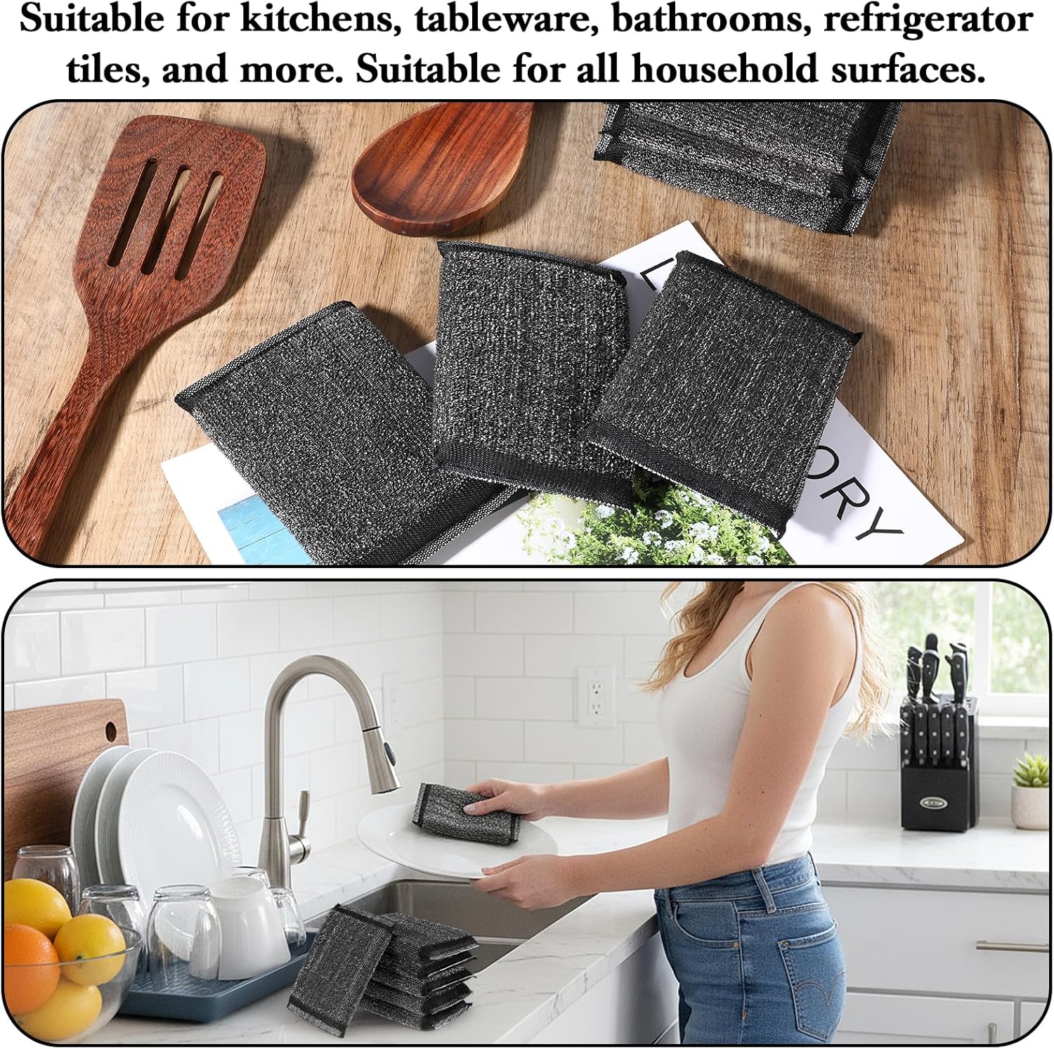 6 Pcs Washing Sponges for Dishes - Non Scratch Kitchen Sponge - Heavy Duty Reusable Multipurpose Cleaning Sponges for Washing Dishes, Pots, Pans, Household Cleaning - Image 7
