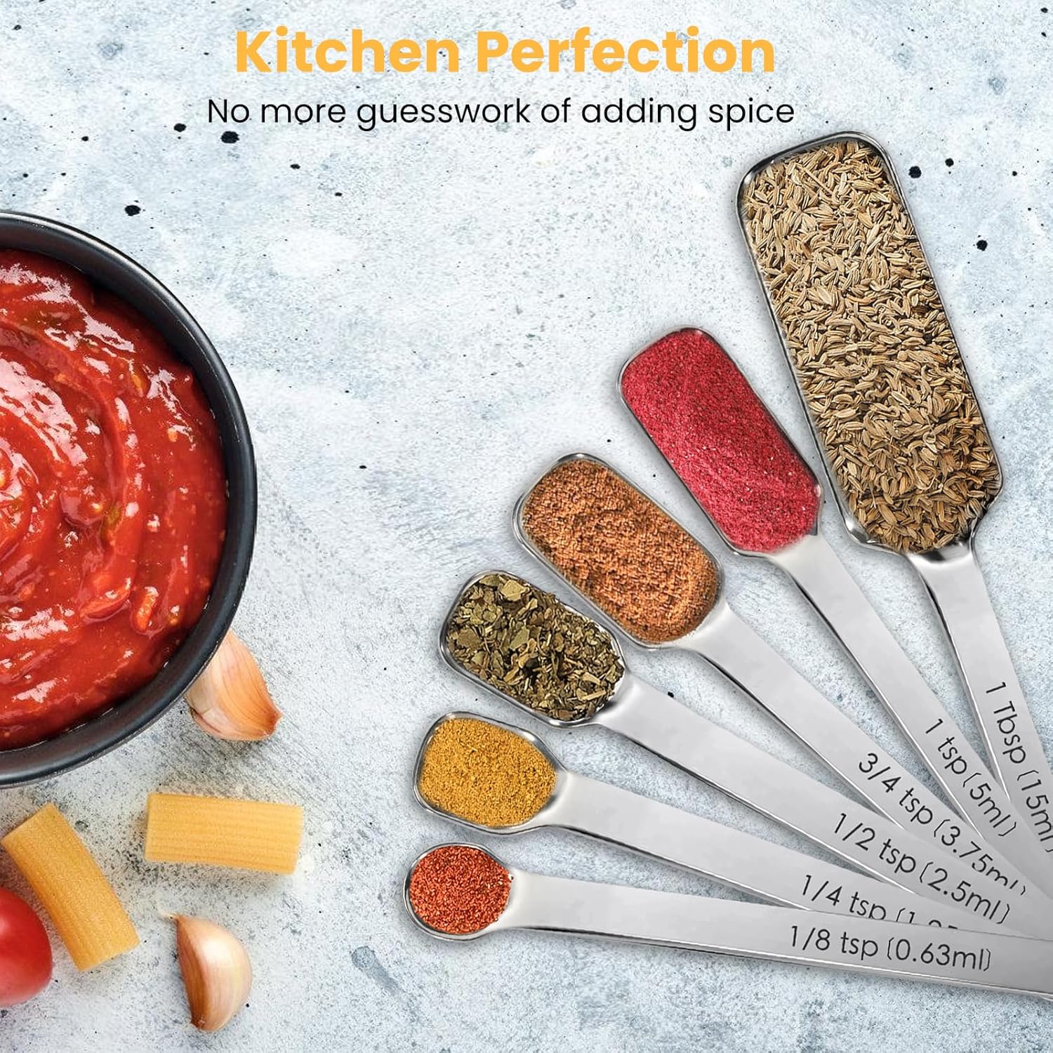 Stainless Steel Measuring Cups & Spoons Set of 18, Includes 7 Nesting Cups, 6 Rectangular & 5 Tiny Measuring Spoons Fits Narrow Spice Jars, Kitchen Gadgets for Cooking & Baking - Image 9