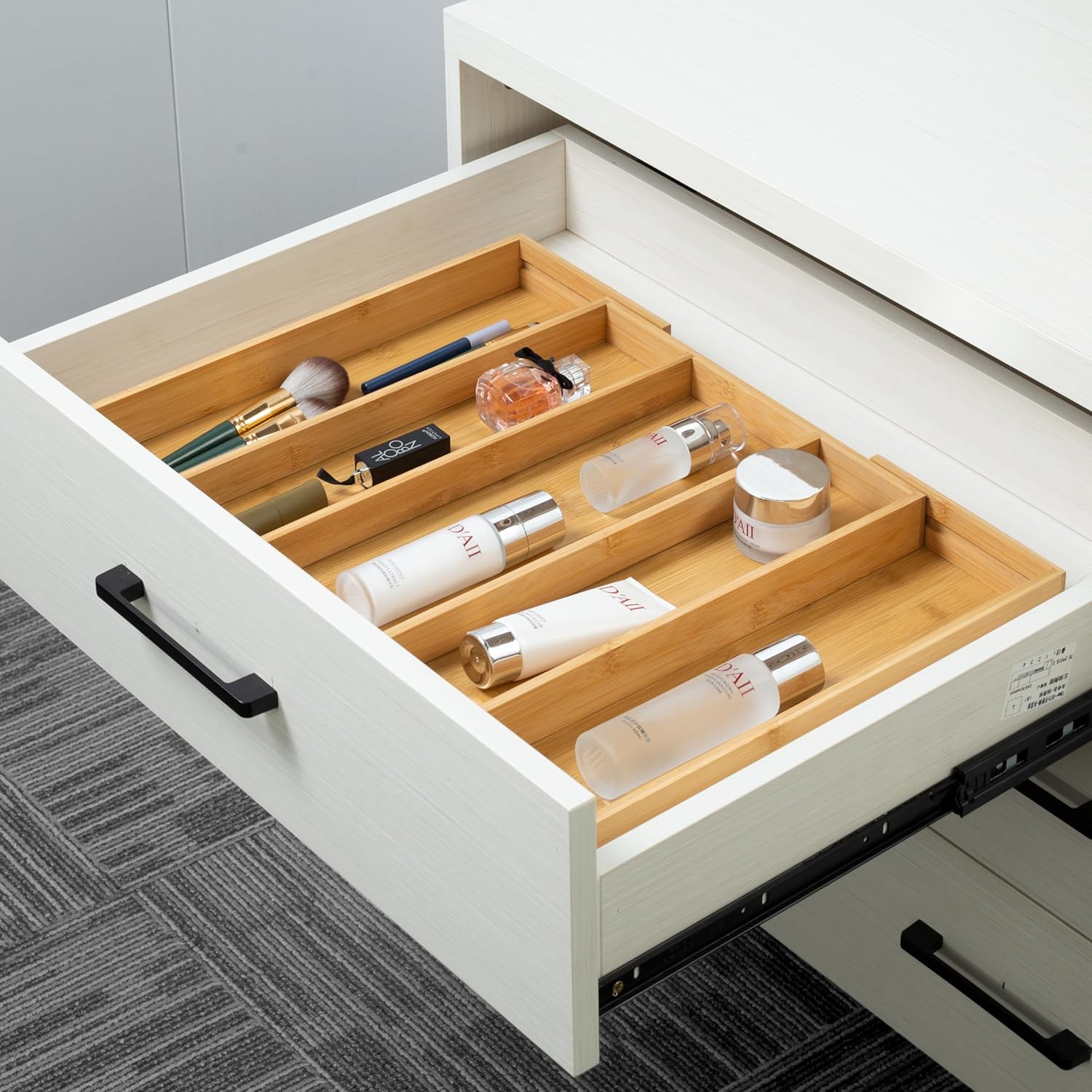 Utoplike Expandable Bamboo Drawer Organisers, Wooden Utensils Holder, Cutlery Tray Organiser, Adjustable Drawer Divider for Silverware, Flatware, Knives in Kitchen, Bedroom, Living Room - Image 7