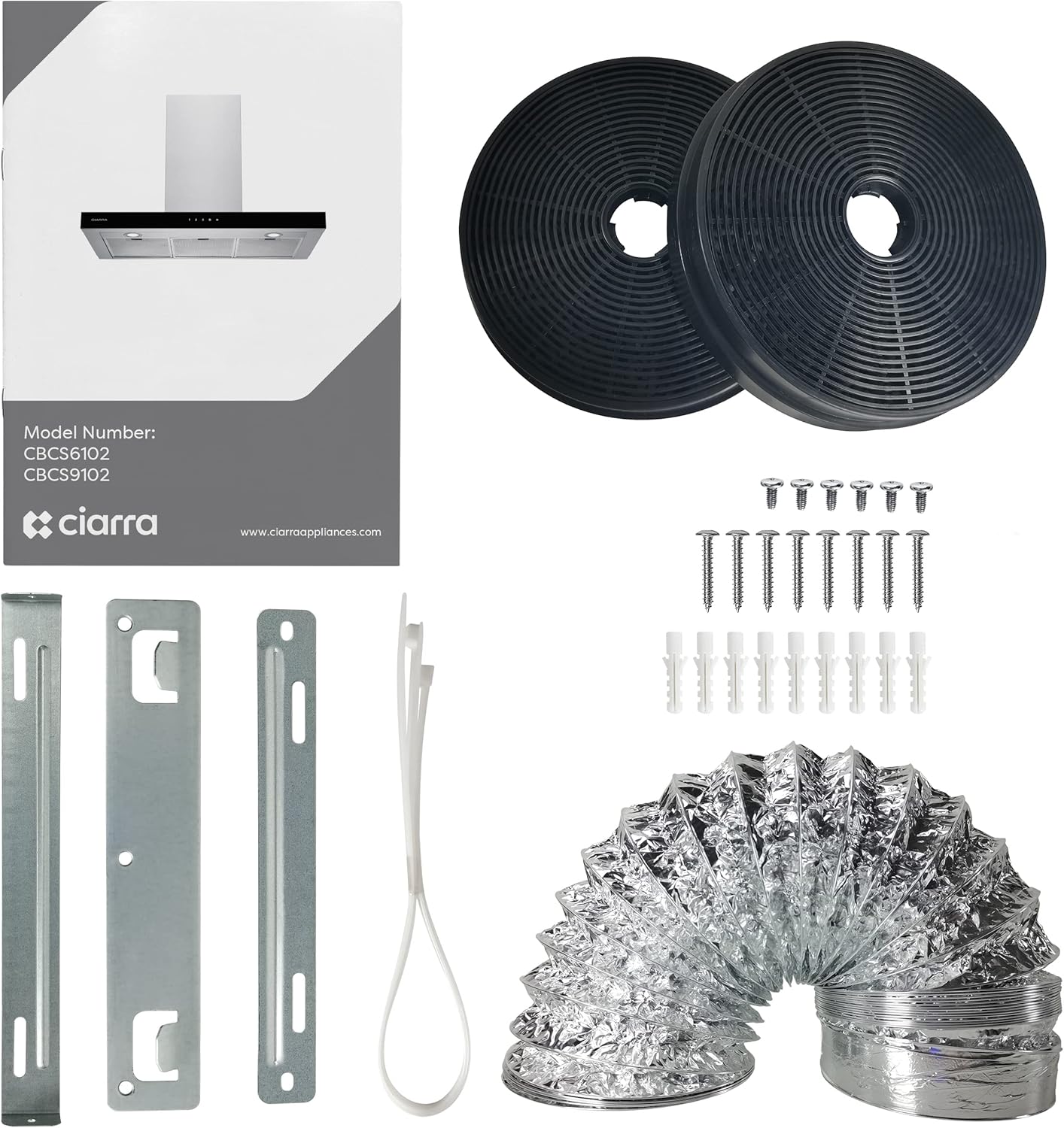 Ciarra CBCS9102 90cm Cooker Hood Wall Mount Chimney Hood Recirculating&Ducting 650 m³/h with 4 Speed WIFI APP Touch Control Kitchen Extractor Fan with CBCF003 Carbon Filters - Image 7