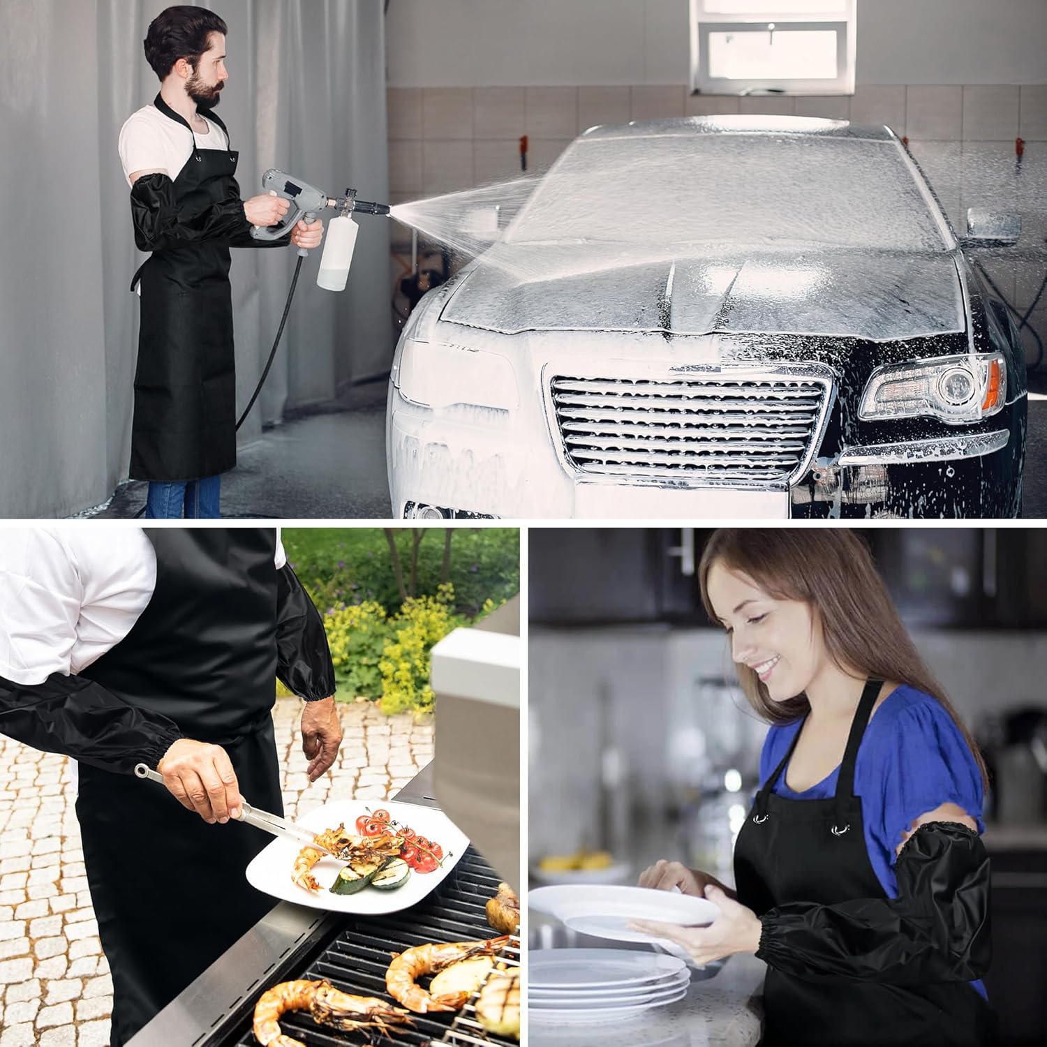 45.27" Waterproof Aprons,Black Apron Heavy Duty Work Chemical Resistant Apron with Adjustable Straps Chef Aprons for Men,Women Professional Apron for Home Kitchen,Gardening,Barbecue,Dishwashing - Image 5