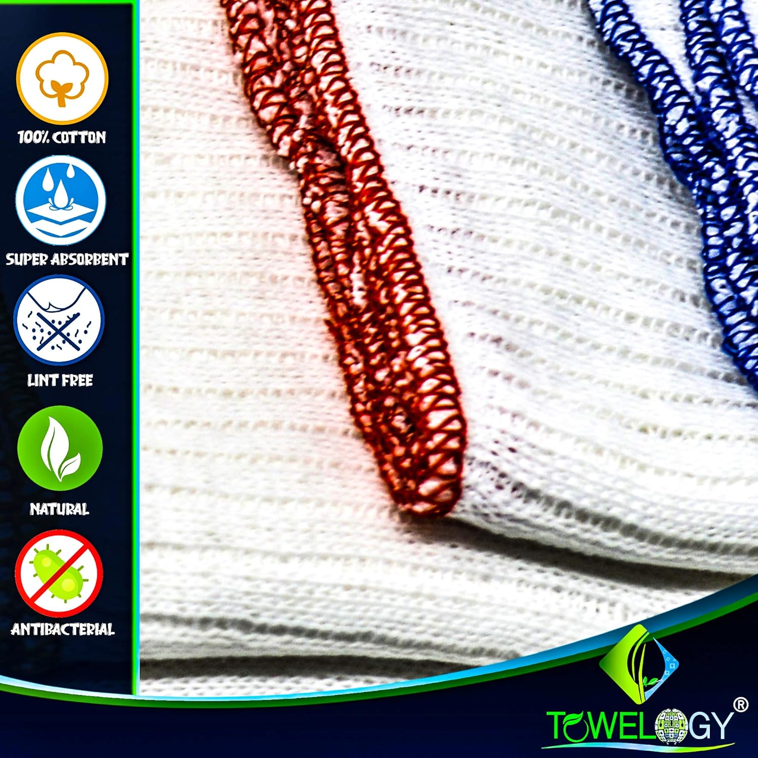 Towelogy® Heavy Duty Cotton Dish Cloths Extra Large SUPER ABSORBENT Cleaning Scrubbing Washing Drying Rags Kitchen Tea Towels Colour Coded Dishcloths MACHINE WASHABLE 38x40cm (Assorted, Pack Of 4) - Image 6