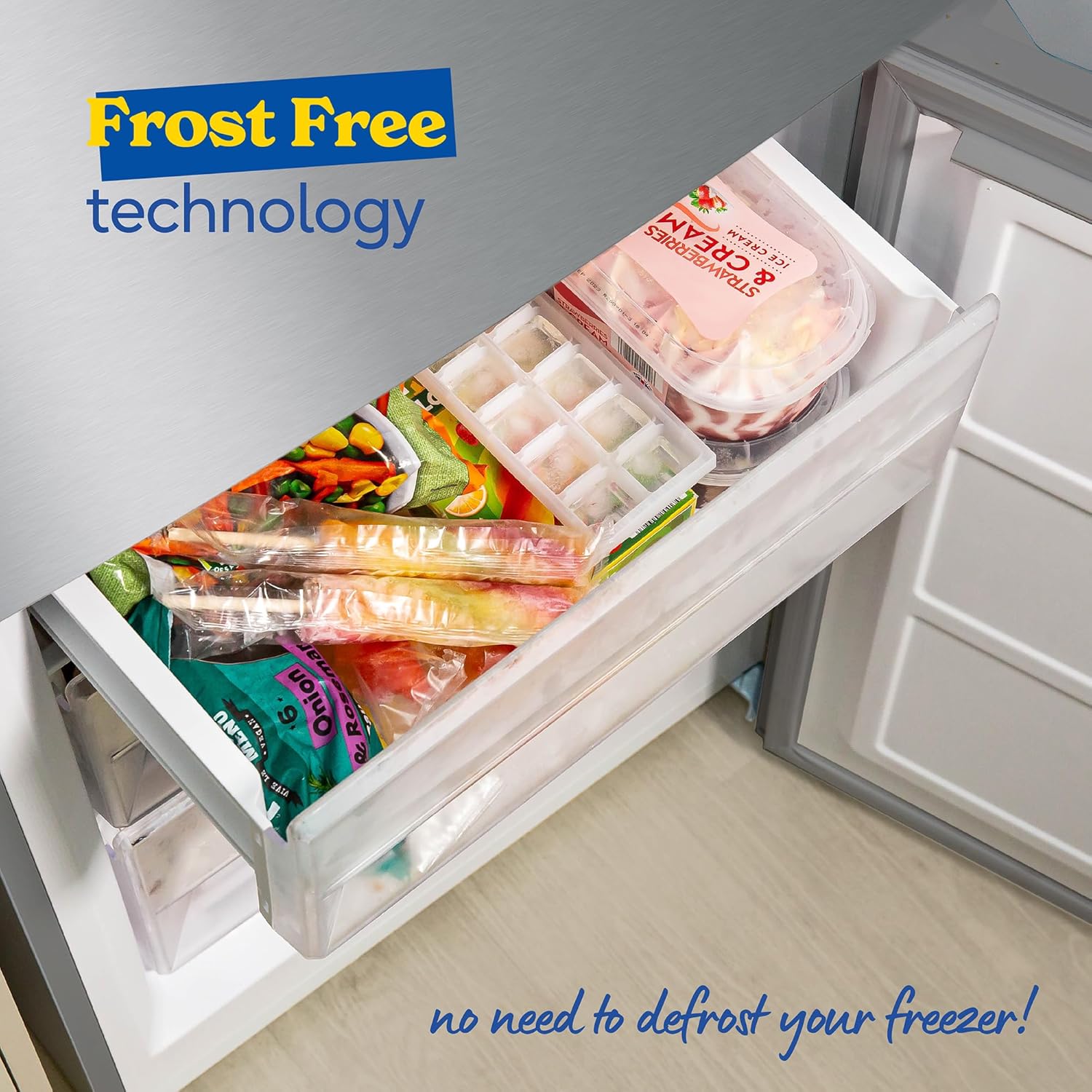 Russell Hobbs Freestanding Fridge Freezer Frost Free in Stainless Steel 186x60cm Total No Frost 60/40, 210L Fridge Space, 83L 4 Star Freezer, Adjustable Thermostat, 2 Year Guarantee RH186FFFF60SS - Image 5