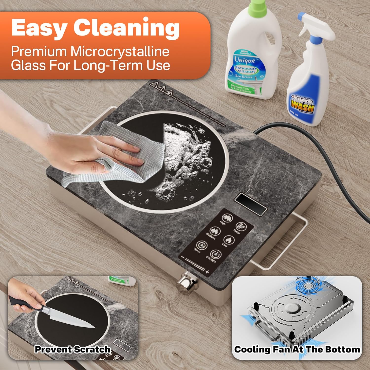 3500W Ceramic Cooktop | 230V Infrared Electric Hob | Compatible with All Flat-Bottom Pots | Microcrystalline Glass | Eco-Friendly & Safe | Premium Marble Design - Image 8