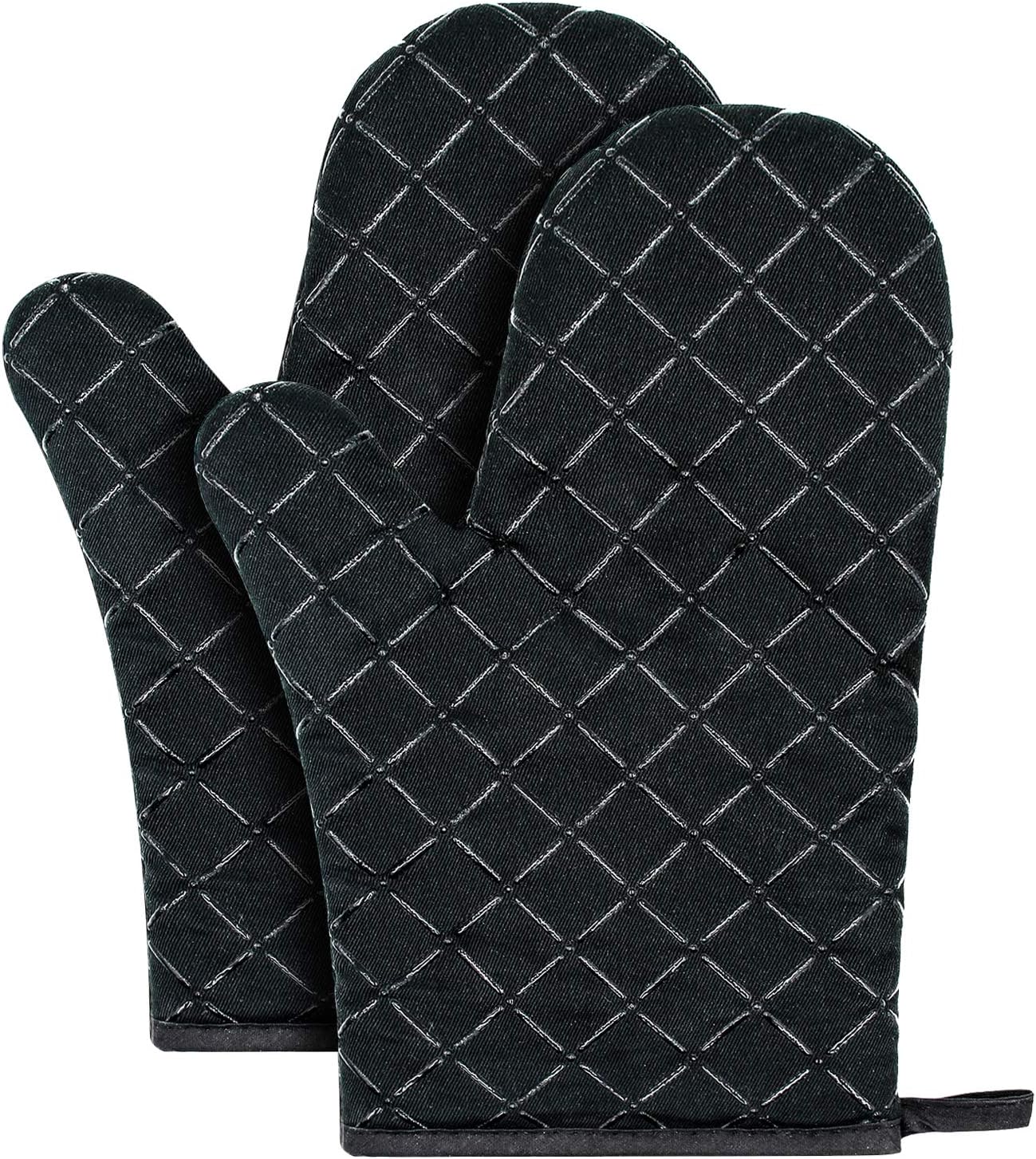 Oven Gloves,Heat Resistant Silicone Oven Gloves Non-Slip Kitchen Oven Mitts for Grilling Cooking Baking Kitchen Microwave Pizza (Black)