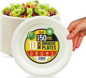 G4GADGET 50 Pack 10-Inch Bagasse Pl...