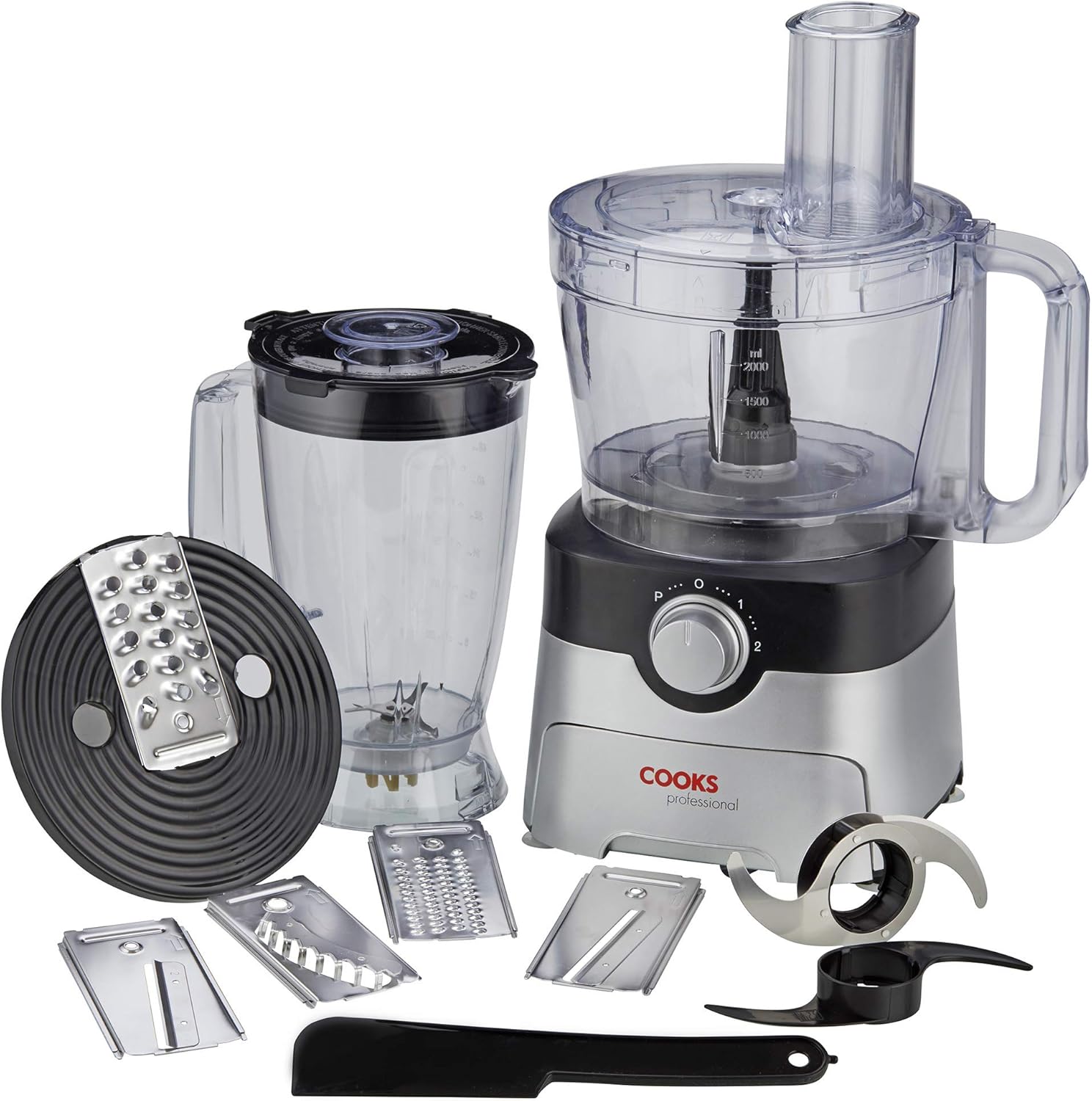 Cooks Professional Food Processor 1000W with 7 Blades, 2L Mixing Bowl & 1.8L Blender Jug | Multifunction Kitchen Chopper & Blender Tool for Chopping Slicing Grating Kneading Blending | Black & Silver - Image 5