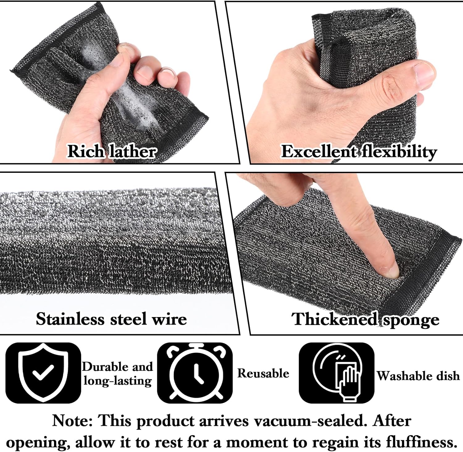 6 Pcs Washing Sponges for Dishes - Non Scratch Kitchen Sponge - Heavy Duty Reusable Multipurpose Cleaning Sponges for Washing Dishes, Pots, Pans, Household Cleaning - Image 3