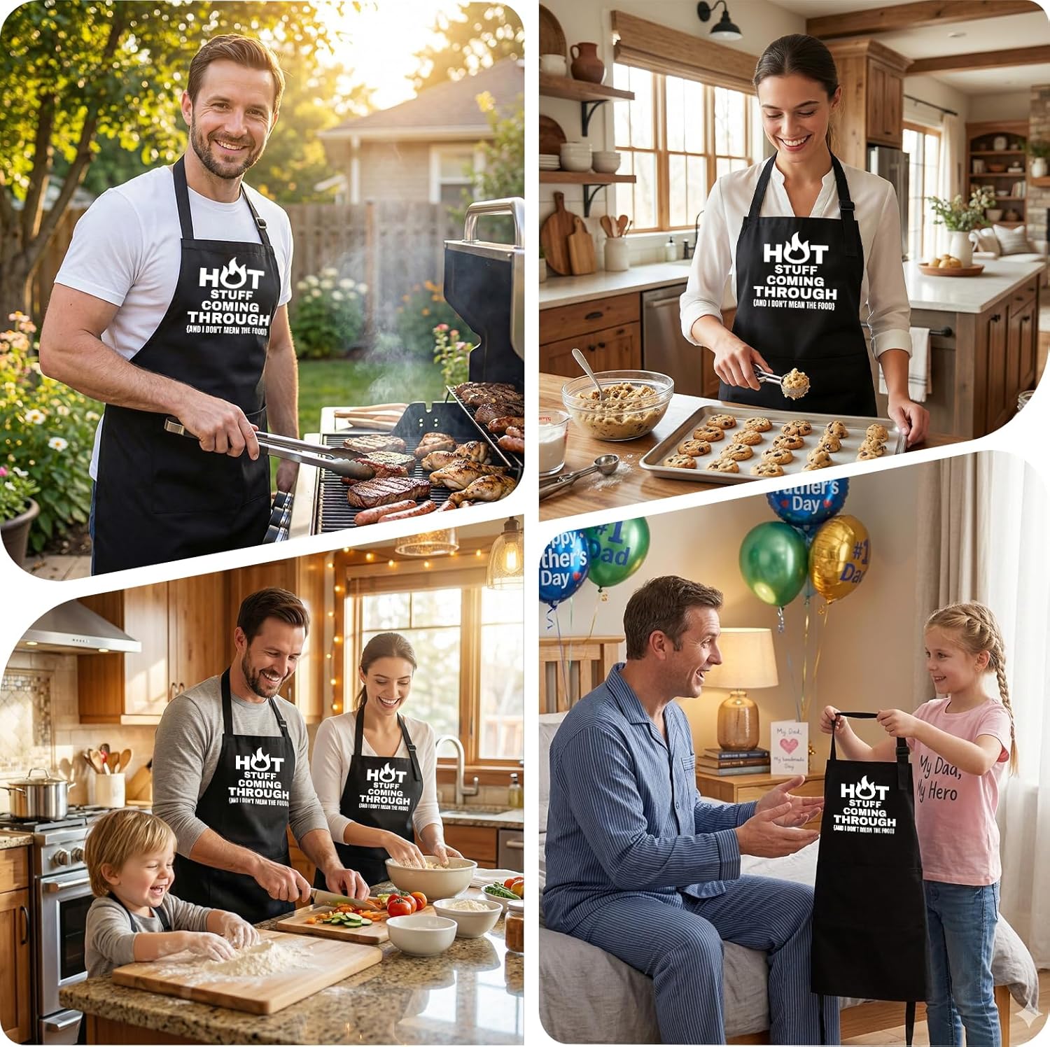 Funny Cooking Grilling BBQ Aprons for Men, Adjustable Chef Kitchen Apron with 2 Pockets, Birthday Christmas Gifts for Men, Him, Dad - Image 6