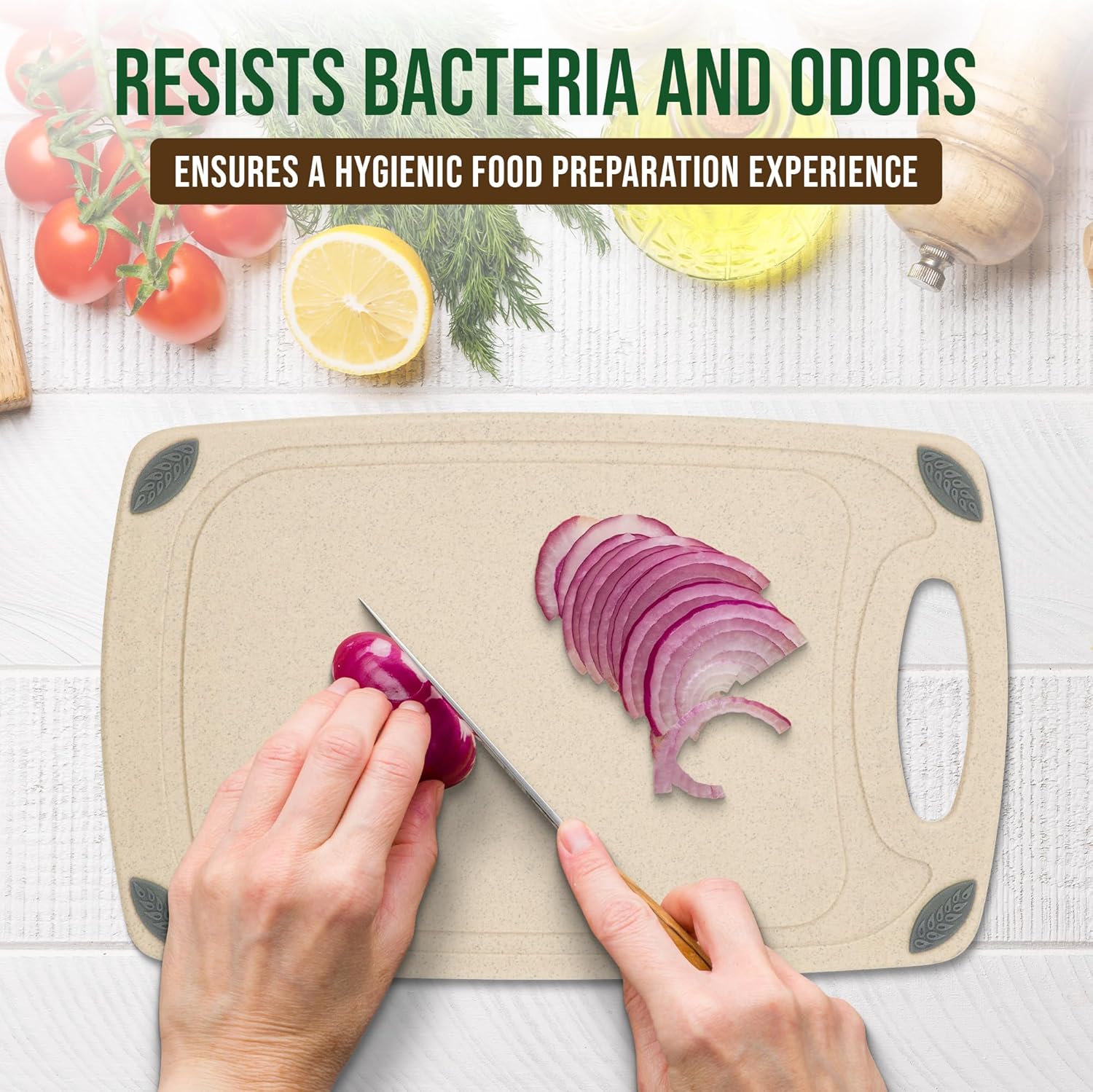 Axiom Creations 2-Piece Reversible Chopping Board Set Made from Natural Food Grade Wheat Straw Material - Eco-Conscious Alternative to Plastic - Gluten Free & BPA Free Cutting Boards for Kitchen - Image 7