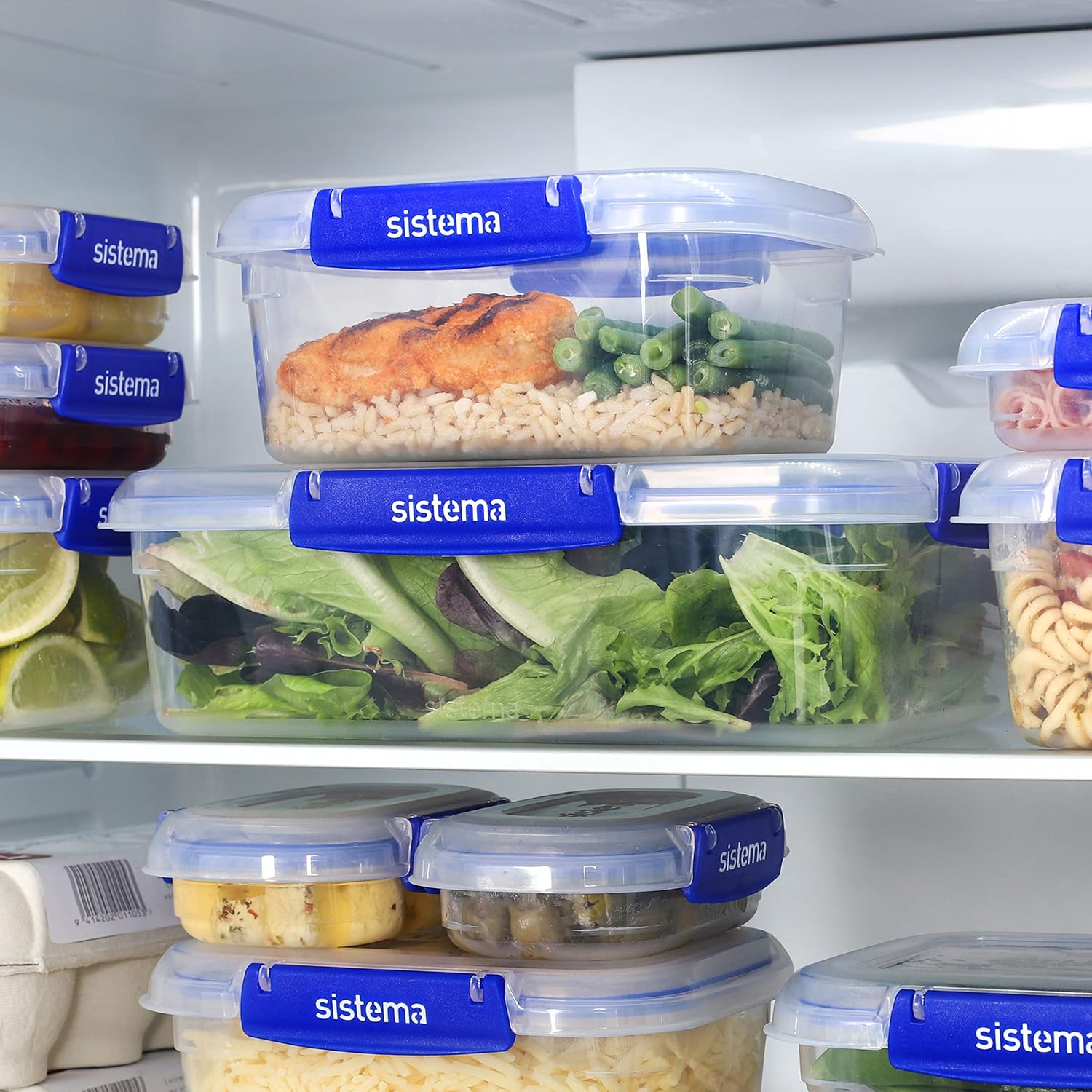 Sistema KLIP IT PLUS Leakproof Food Storage Containers | 1 L | AirtightStackable & Nestable Meal Prep Containers with Lids | School Lunch Boxes | 3 Count - Image 7