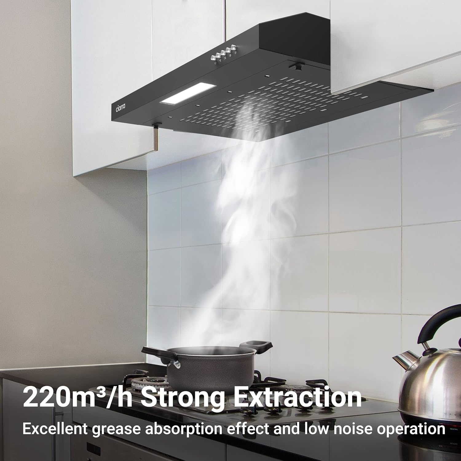 CIARRA CBCB6903 60cm Visor Cooker Hood Undercabinet Hoods Wall Mounted Kitchen Extractor Fan 600mm Top Vented Range Hood - Image 3