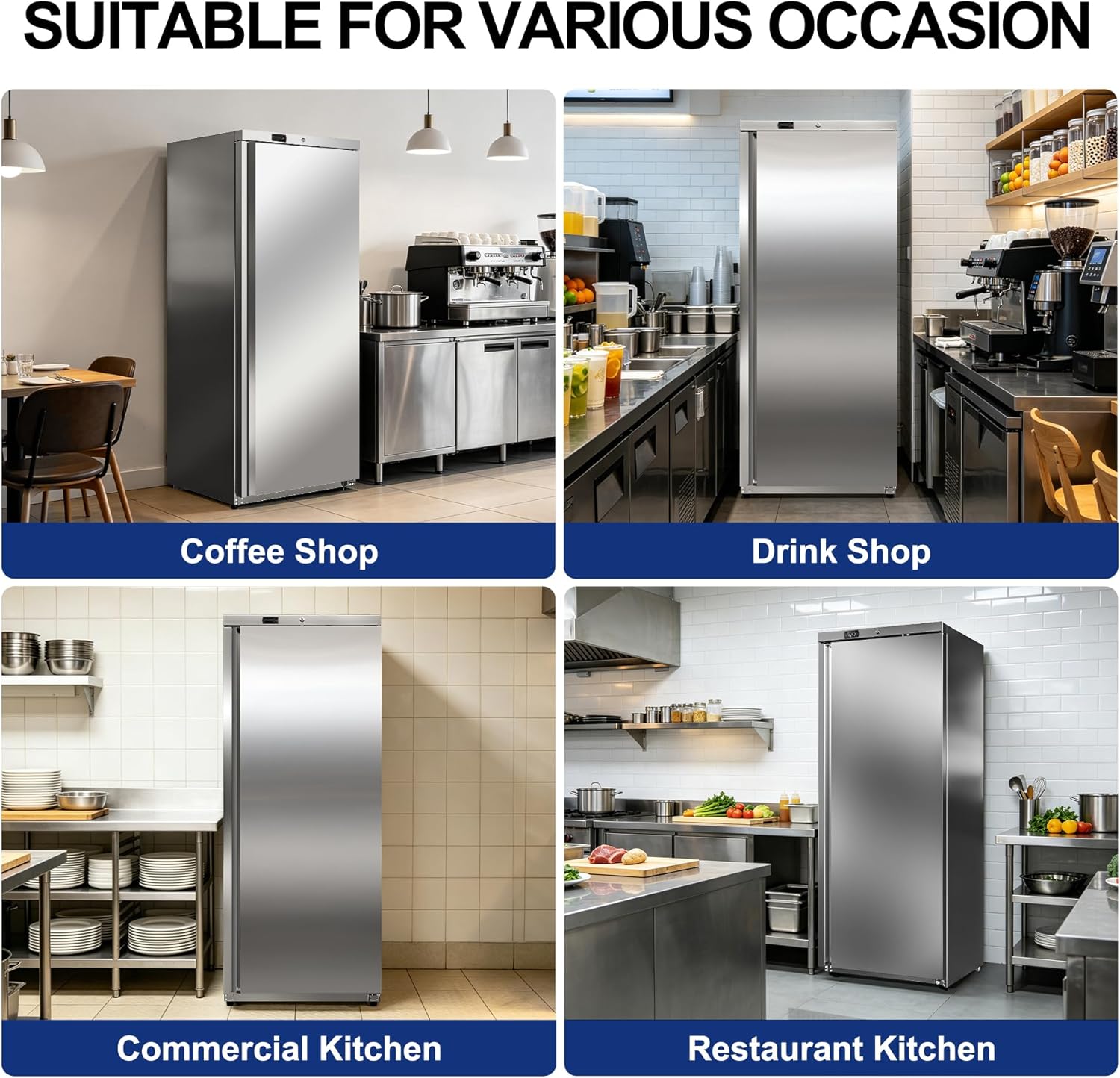 Rockit 600L Commercial Upright Freezer, Single Door Stainless Steel Commercial Freezer with 4 Adjustable Shelves, -22°C to -18°C Fan Cooling Cabinet Freezer for Restaurant, Kitchen, Energy Class B - Image 7