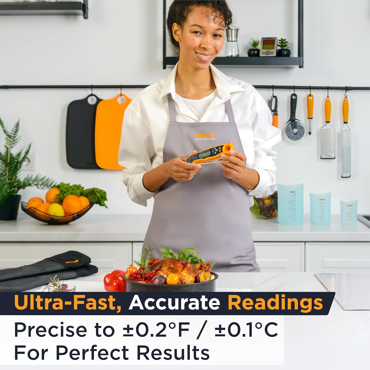 Deiss PRO Digital Meat Thermometer – Ultra Fast Precise Readings with Backlight Display - Perfect Food Thermometer for Beef, Pork, Poultry, Fish – Accurate Cooking Thermometer with Magnet - Image 2