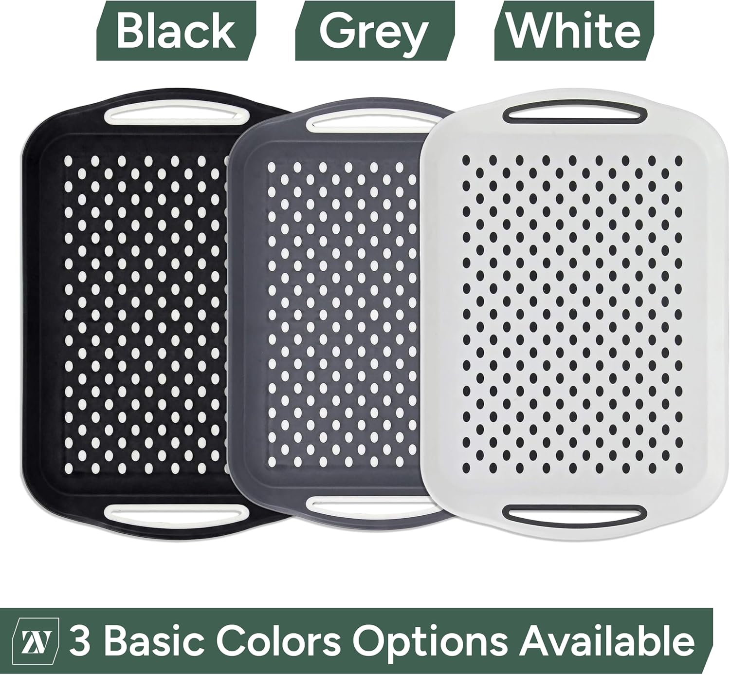 Zuvo Anti-Slip Food Serving Tray with Handles (Set of 2) – BPA-Free Plastic, Lightweight & Durable – Couch Trays for Eating & Drinks (Black) - Image 6