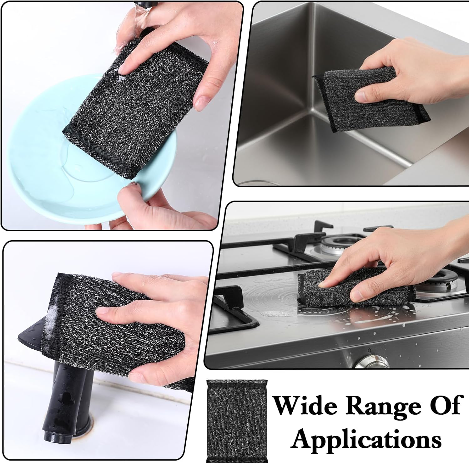6 Pcs Washing Sponges for Dishes - Non Scratch Kitchen Sponge - Heavy Duty Reusable Multipurpose Cleaning Sponges for Washing Dishes, Pots, Pans, Household Cleaning - Image 6
