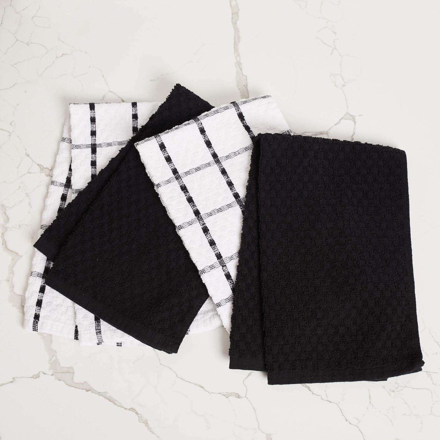 Kitchen Towels 12 Pack - Dish Towels and Dish Cloths - Hand Towel and Dishcloths Sets - 100% Soft Ring Spun Combed Cotton - Great for Cooking in Kitchen or Household Cleaning - Size 15" x 25" - Image 2