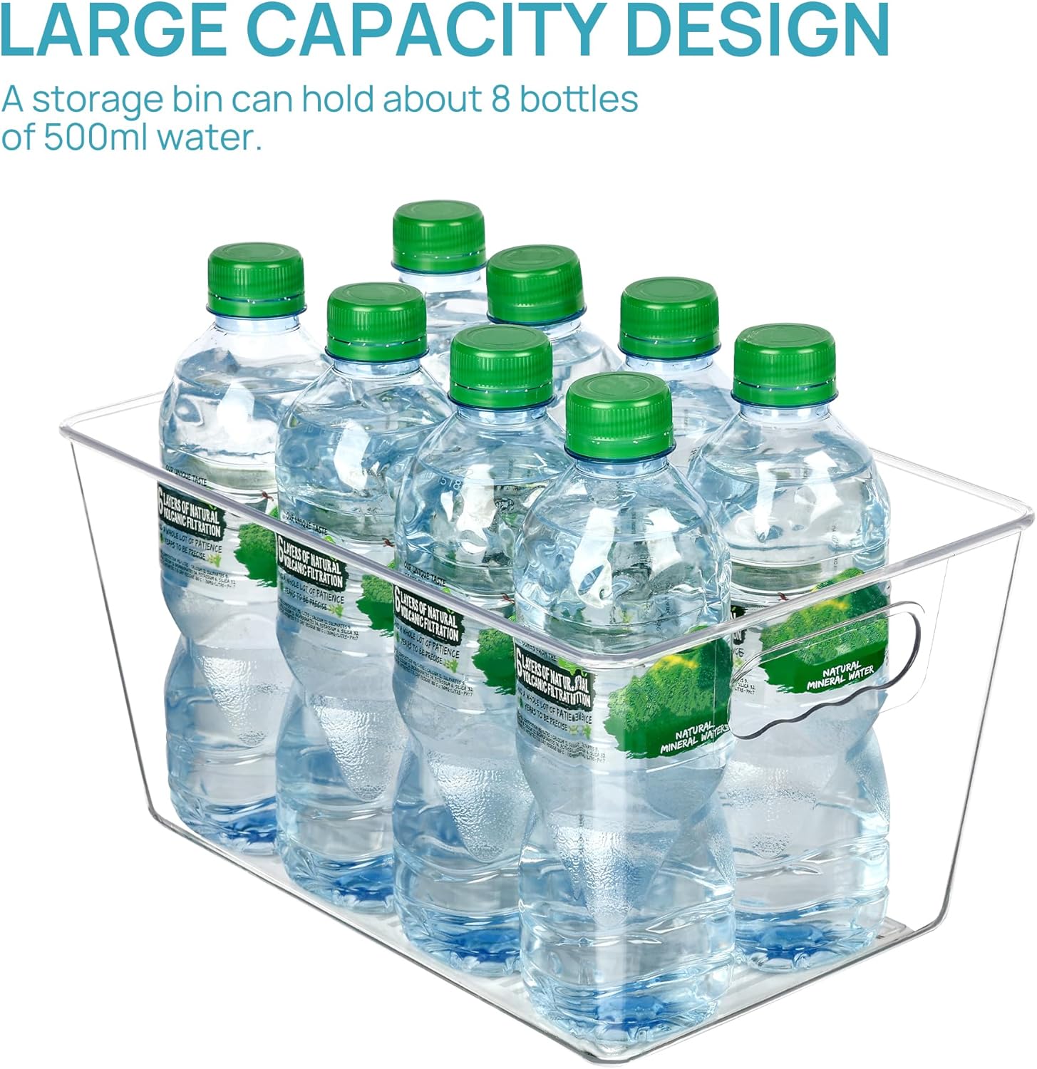 Vtopmart 6 Pack (28.6 x 15.2x 19.1 cm) Clear Plastic Storage Boxes, Kitchen Pantry Cupboard Organizers, Fridge Organizers, Bathroom Storage Box with Handle Large - Image 3