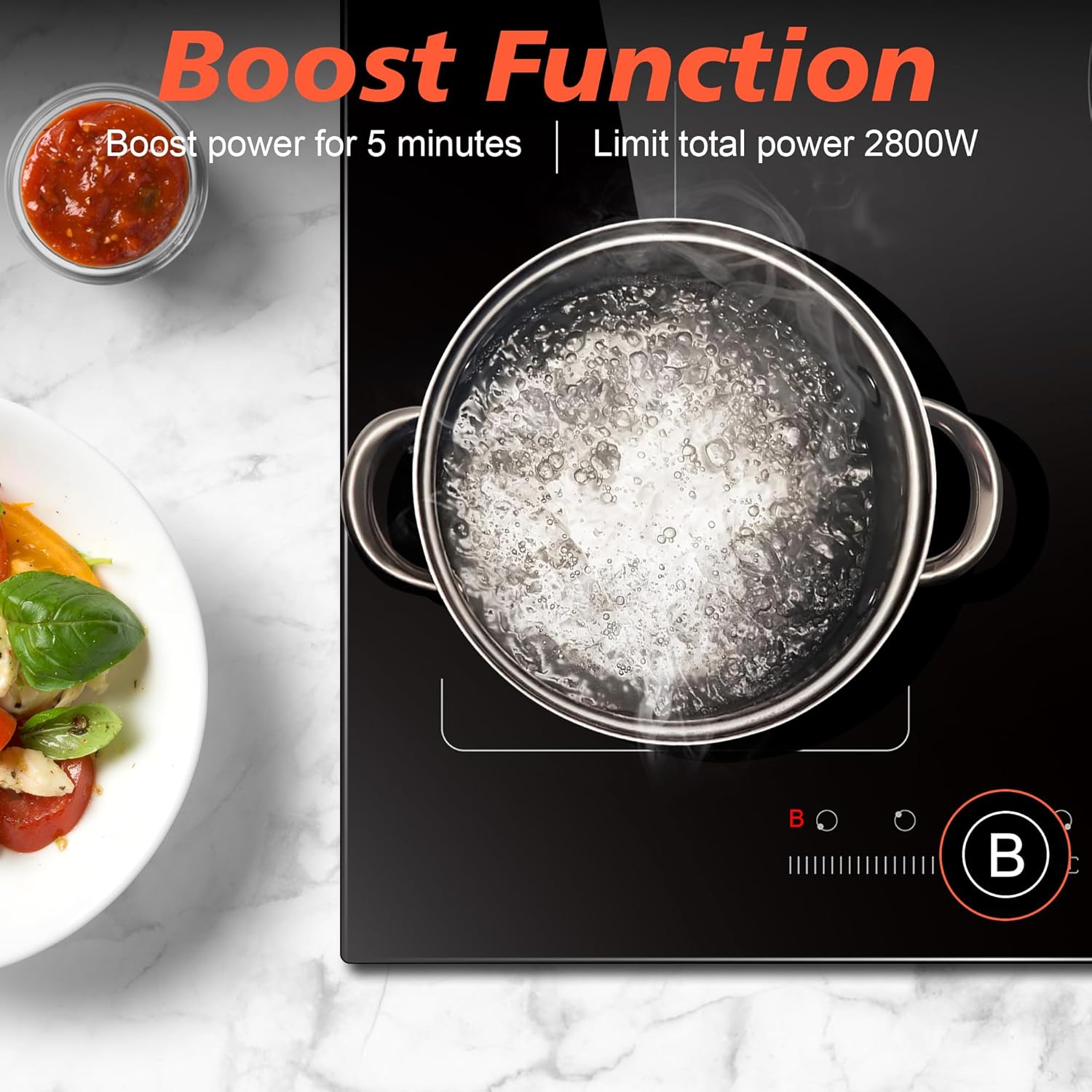 Karinear Flex Induction Hob with 99 Min Timer Safe Lock Black,4 Ring Built in Induction Hob 30cm with 13amp Plug(2800W) - Image 4