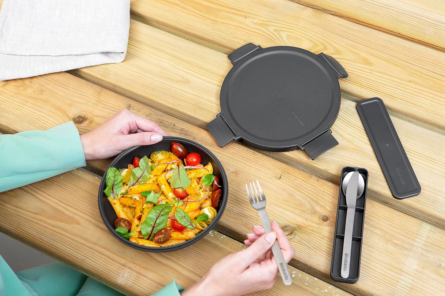 Brabantia - Make & Take Cutlery Set with Case - Set of 3: Knife, Spoon, & Fork - Hygienic Compact Design - Stainless Steel - Dishwasher Safe - Travel Cutlery Set for 1 Person - Dark Grey - Image 7