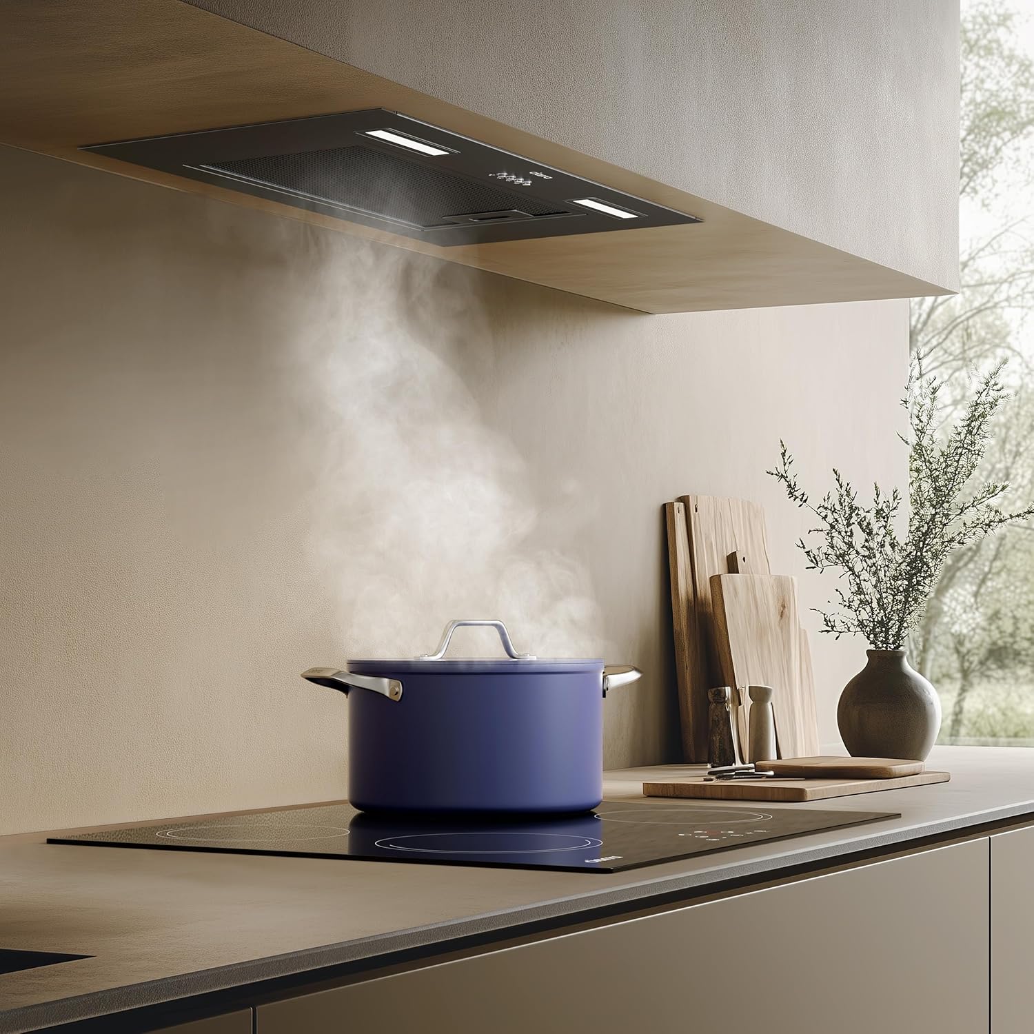 CIARRA CBCB6926A 60cm Integrated Cooker Hood Built-in Kitchen Extractor Fan 3 Speed Settings LED Light UnderCabinet Extractor Hood Energy Efficient & Quiet Operation with CBCF003 Carbon Filters - Image 4