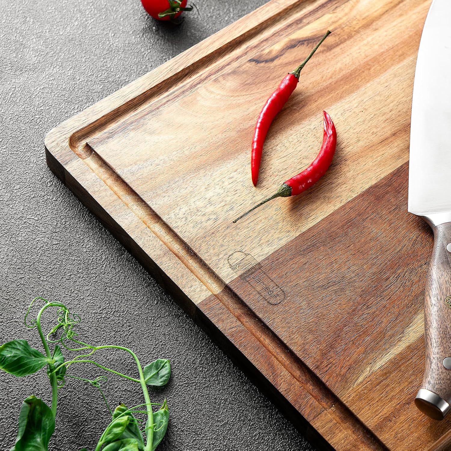 Wood Cutting Board, 40x30x1.8CM Acacia Wood Cutting Board with Juice Groove Wooden Chopping Board for Food Prep Fruit Vegetable Meat - Image 7