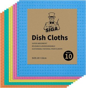 MR.SIGA Reusable Dish Cloths, Cellu...