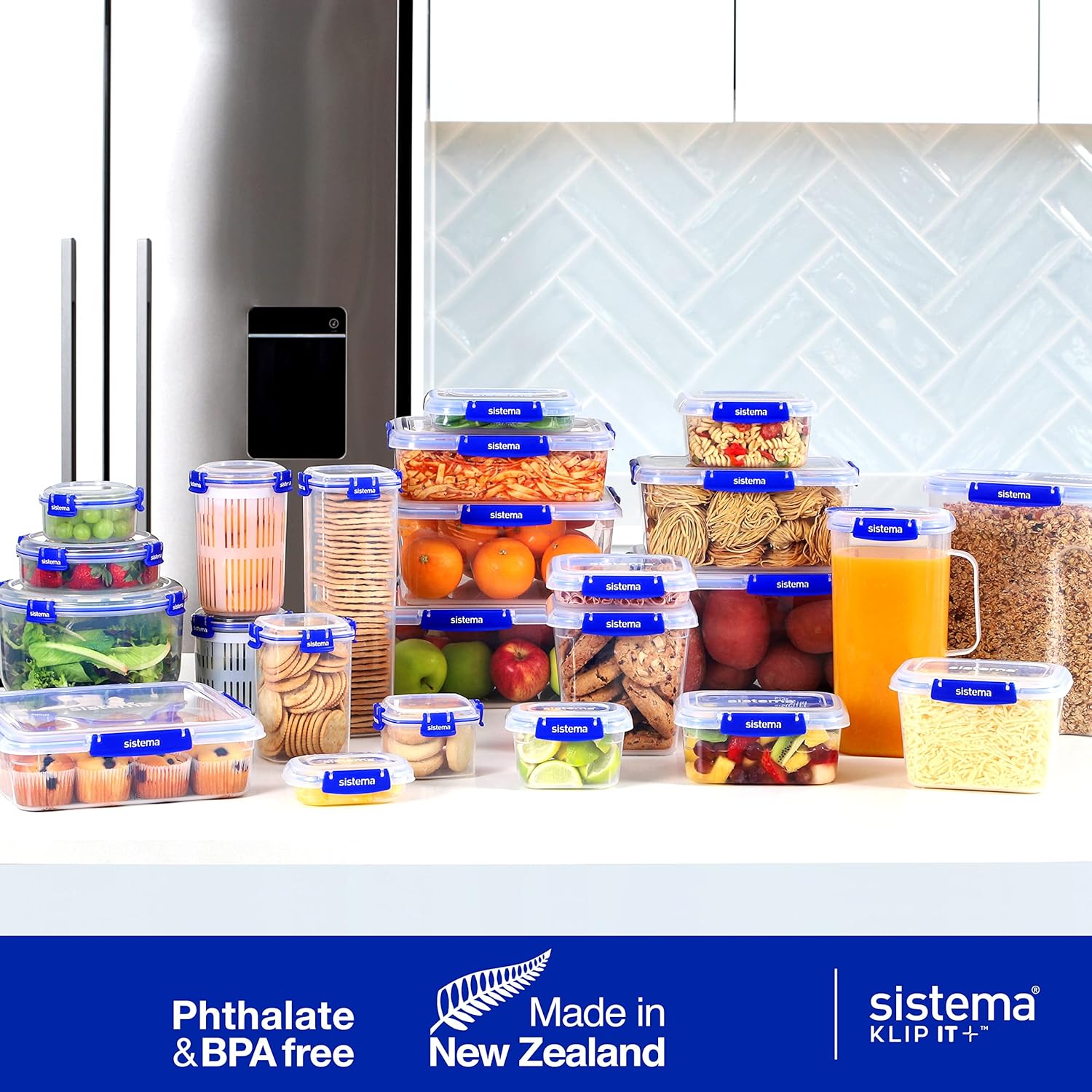 Sistema KLIP IT PLUS Leakproof Food Storage Containers | 2.2 L1 L400 ml | Airtight & Stackable Meal Prep Containers with Lids | School Lunch Boxes & Snack Boxes | 6 Count - Image 6