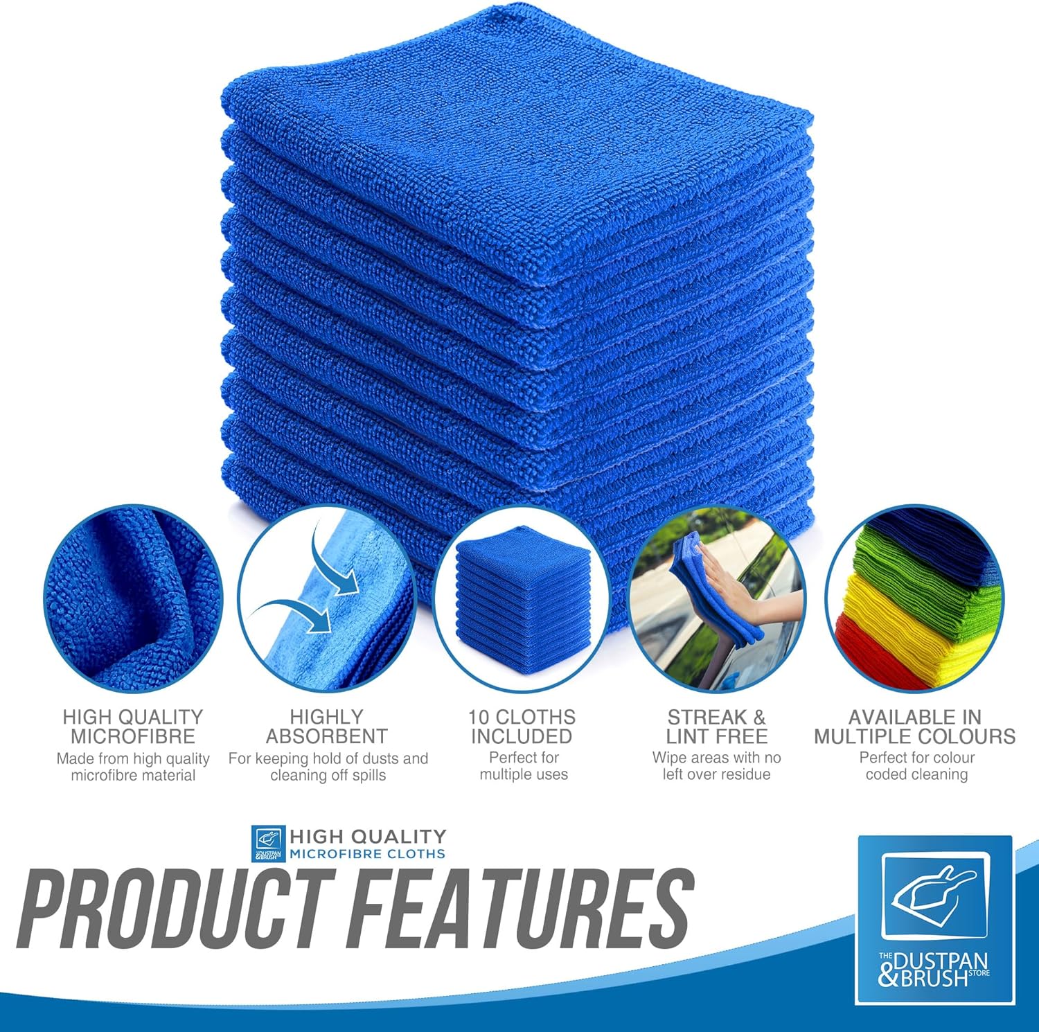 Microfibre Cleaning Cloth, Large Size 40x40cm, Super Absorbent Lint Free Microfiber Cloths Cleaning for Home, Kitchen, Surface, Mirrors, Bathrooms, Motorbike, Car (Blue, 10) - Image 5