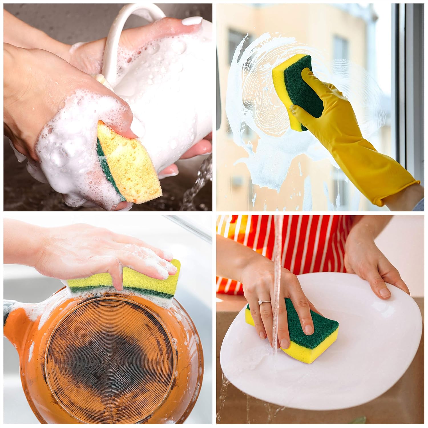 Belle Vous Heavy Duty Cleaning Scrub Sponges (24 Pack) - Non-Scratch Scourer for Kitchen Dishes & Bathroom - Dual-Sided Multi-Use Washing-Up Dish Pad for Effortless Cleaning - Image 6