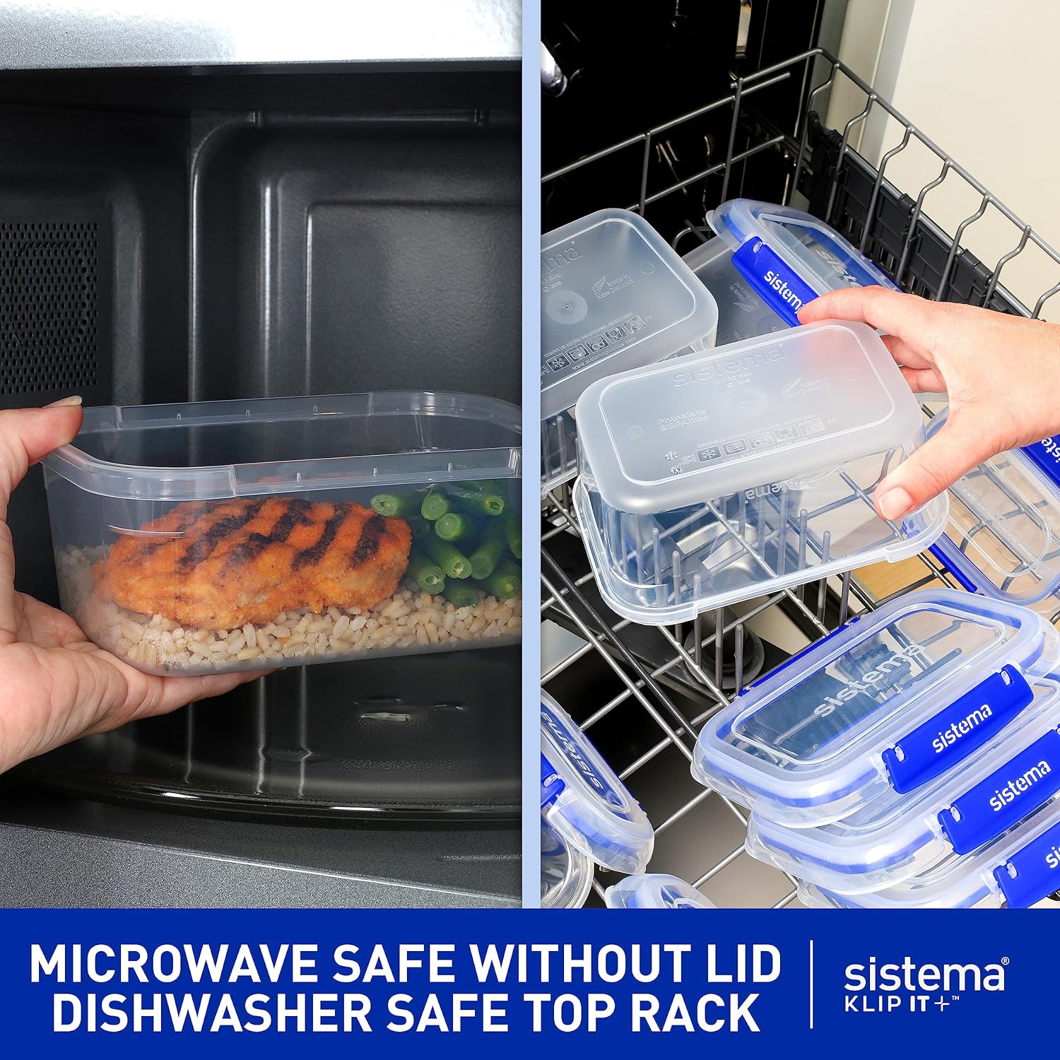 Sistema KLIP IT PLUS Leakproof Food Storage Containers | 2.2 L1 L400 ml | Airtight & Stackable Meal Prep Containers with Lids | School Lunch Boxes & Snack Boxes | 6 Count - Image 5