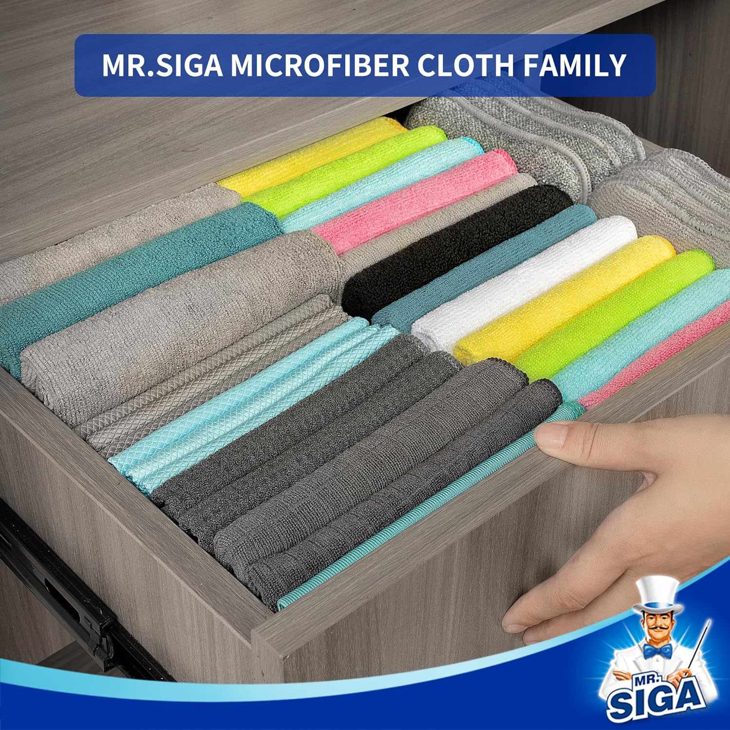 MR.SIGA Waffle Pattern Cleaning Cloths, Reusable Absorbent Microfiber Cleaning Cloths, Lint Free Microfiber Kitchen Towels, 6 Pack, Gray, 12.6 x 12.6 inch - Image 7