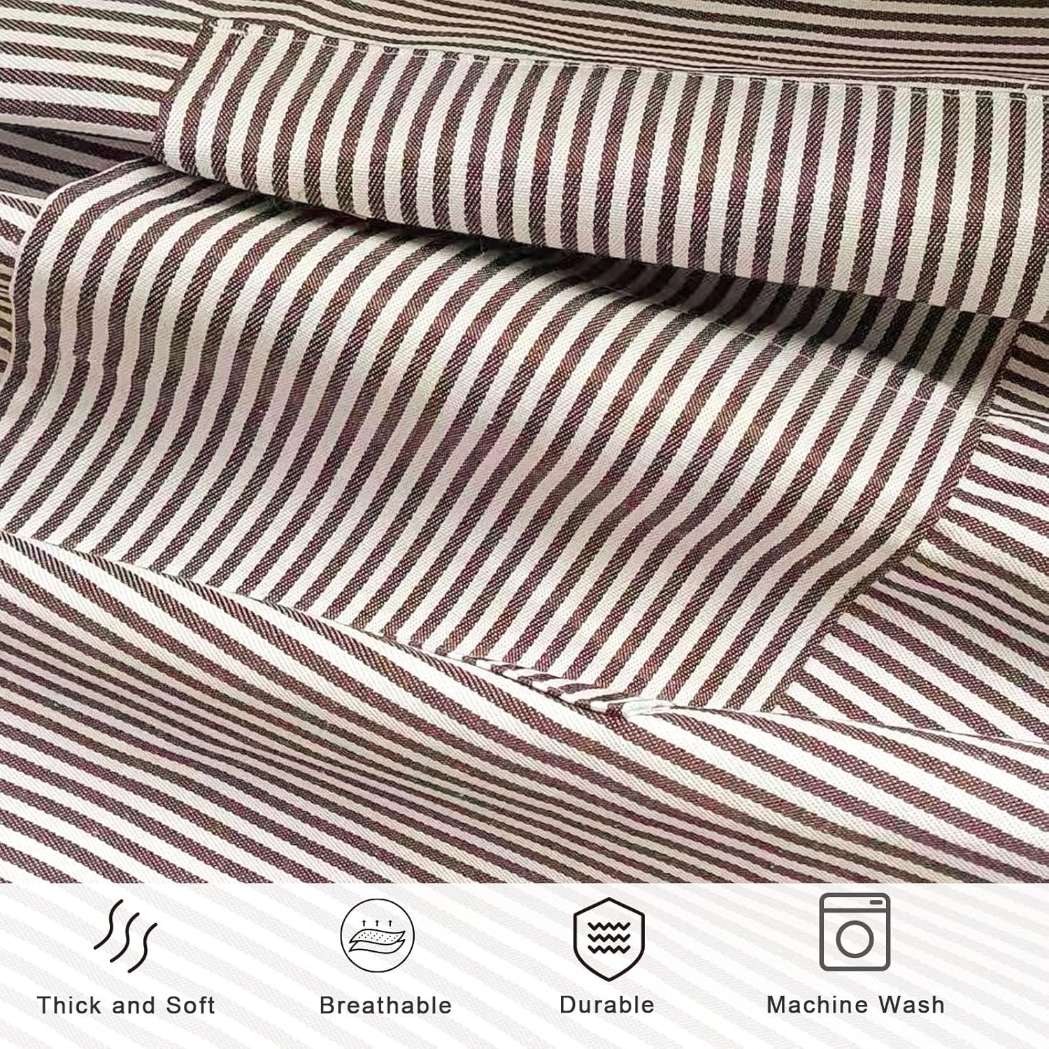 DILLMAN Kitchen Cooking Adjustable Aprons - Men Women Bib Soft Chef Stripes Apron with 2 Pockets - Image 5