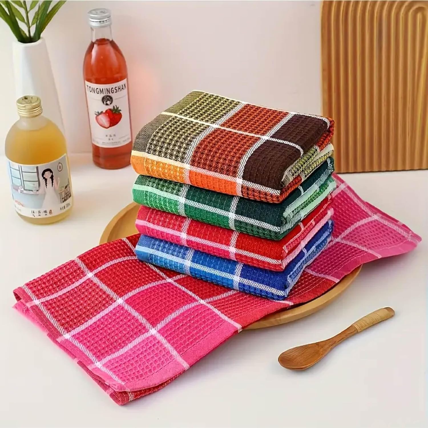 Premium Cotton Tea Towels Set– Super Absorbent, Durable & Soft, Kitchen Tea Towels for Drying, Cleaning, and Baking – Pack of 4, (68cm by 42cm) Eco-Friendly Dish Clothes. - Image 2