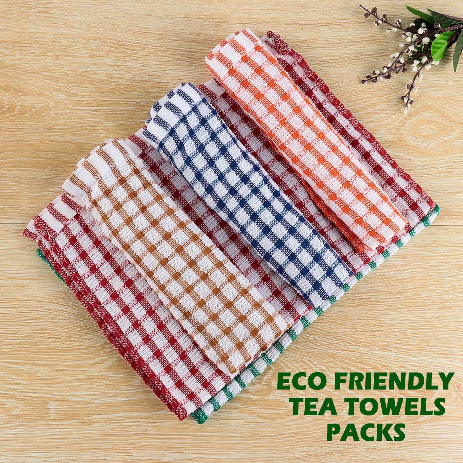 Kitchen Terry Tea Towel 100% Pure Cotton Absorbent Long Lasting Soft Touch Dish Towels, Tea Towels, Bar Towels (Pack of 4) - Image 2