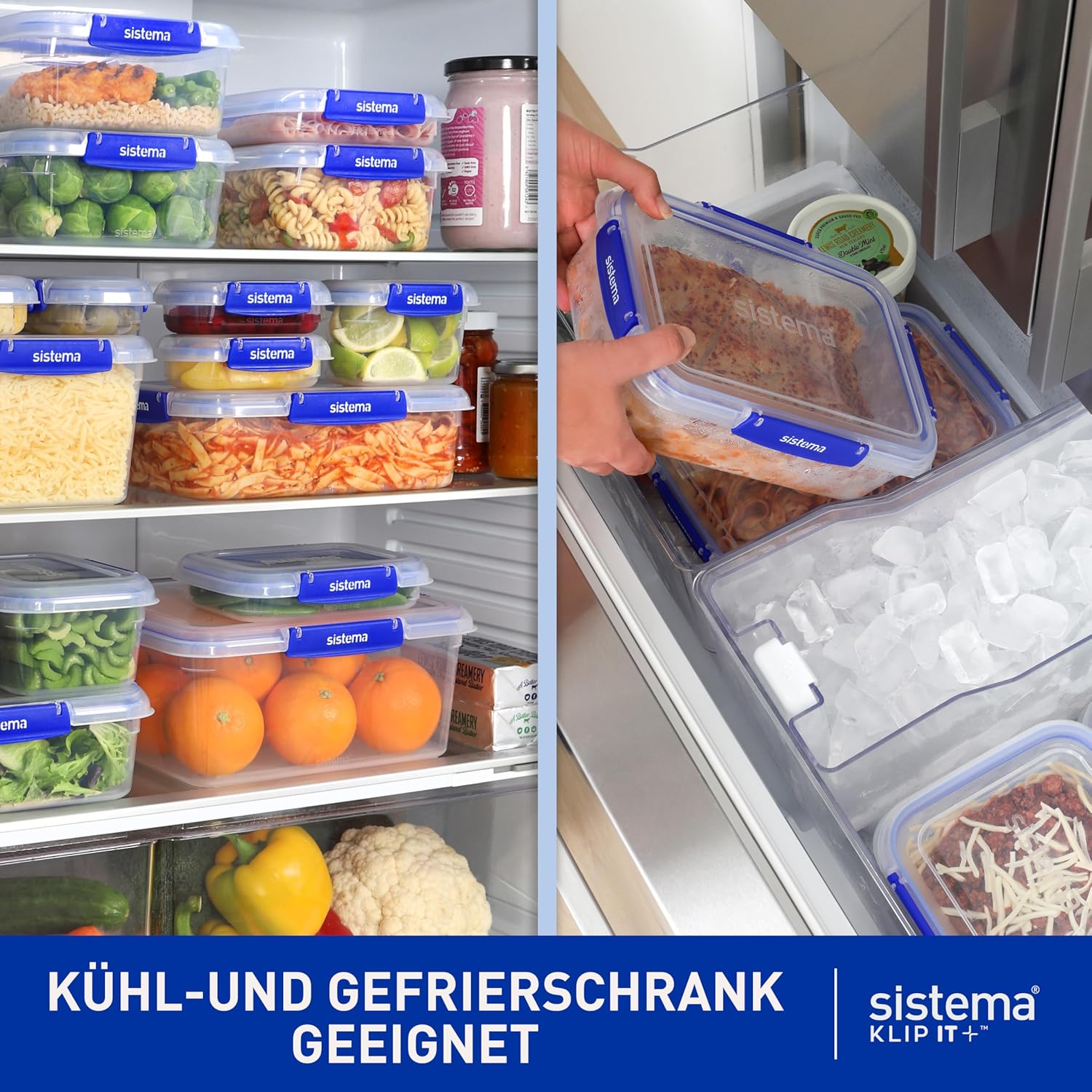 Sistema KLIP IT PLUS Leakproof Food Storage Containers | 1 L | AirtightStackable & Nestable Meal Prep Containers with Lids | School Lunch Boxes | 3 Count - Image 4