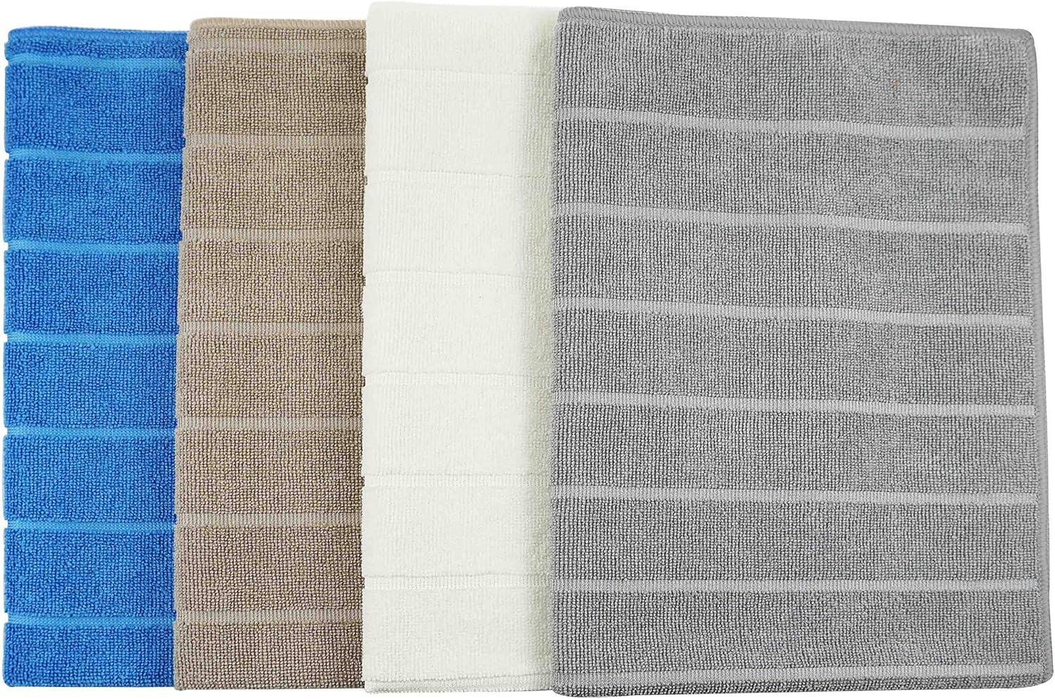 Microfibre Tea Towels, Super Absorbent, Extra Large and Thick Kitchen Towels, Stripe Designed, 50 x 70 cm, Pack of 8, Grey - Image 2