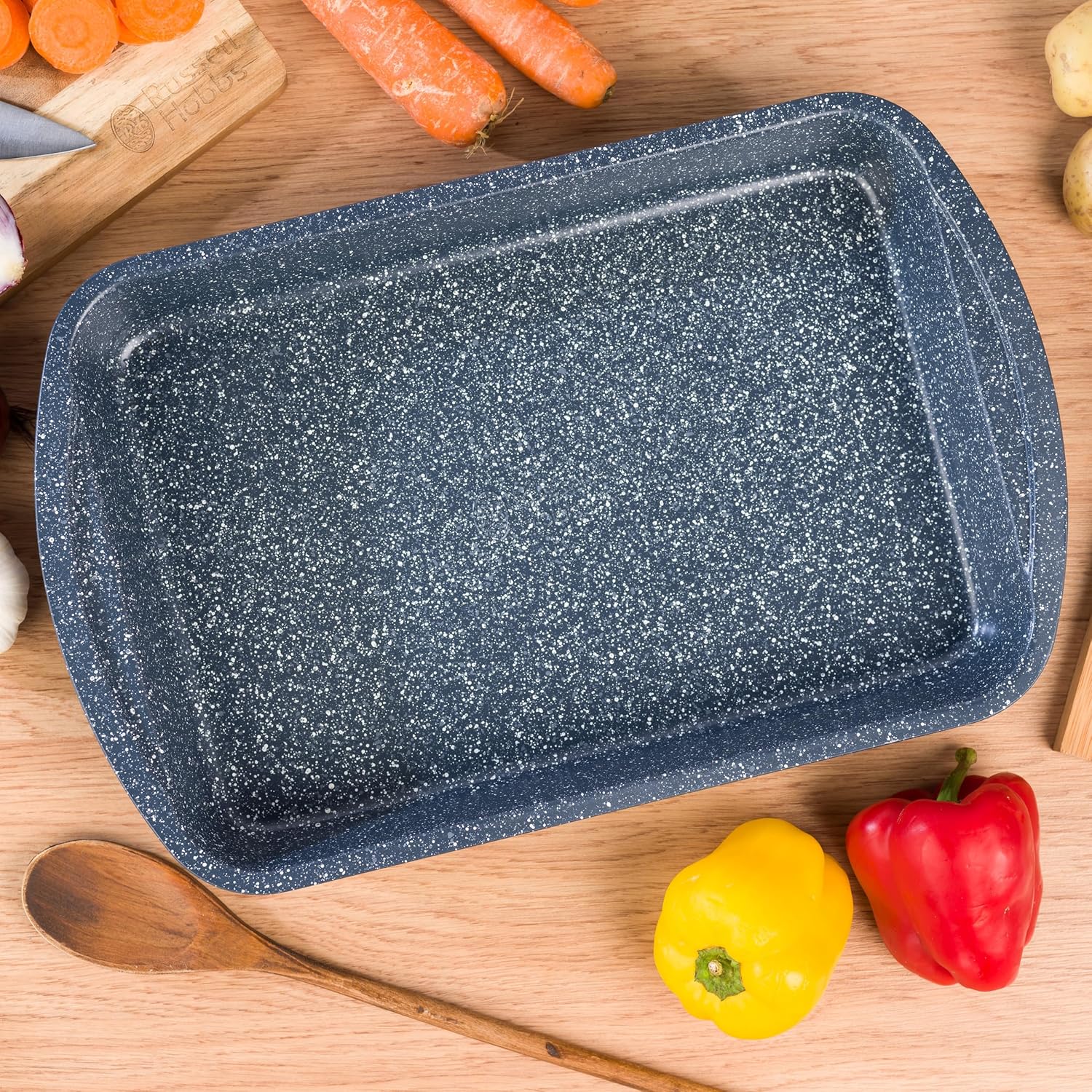 Russell Hobbs COMBO-5437 Nightfall Stone Non-Stick 6-Piece Bakeware Set – Includes Pizza Tray, Baking Tray, Roaster, Loaf Pan and Baking Tins, Durable Carbon Steel Ovenware, Oven Safe Up to 220°C - Image 8