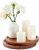Candle Tray Table Centre Piece Decoration Set of 2, Acacia Wood Decorative Trays Candle Plate Holder for Coffee Table Display Home Decor Farmhouse Rustic Round Wooden Tray for Christmas Decor 20cm