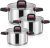 Stainless Steel Stock Pot with Lid | Casserole Pot Set 18cm, 22cm & 26cm Cookware Set | Induction Hob Pot Foldable Cool-Touch Handles | Stackable Cooking Pot | All Types of Hobs Compatible