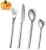 Cube 32-Piece Elegant Stainless Steel Flatware Set Cutlery Set, Silverware Set Service for 8, Mirror Polishing, Dishwasher Safe
