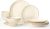 Richmount Jupiter Plates and Bowls Set, Reactive Glaze Dinner Set for 4, 12 Pieces Stoneware with Gold Rim, Scratch Resistant Dinnerware Service for 4, Microwave & Dishwasher Safe, Cream White