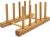 Plate Rack Holder for Kitchen Cupboards Bamboo Wooden Chopping Board Tray Dish Rack Stand Drainers, Kitchen Cabinet Organizer for Plate/Cup/Pot Lid (1, 4 slots)