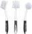 SetSail Dish Brush Set of 3 with Bottle Brush, Dish Scrub Brush with Long Handle Deep Cleaning Handle Brush with Scraper Tip for Kitchen Sink Dishes Bottle Cup Pot and Pans Tile Lines, Black